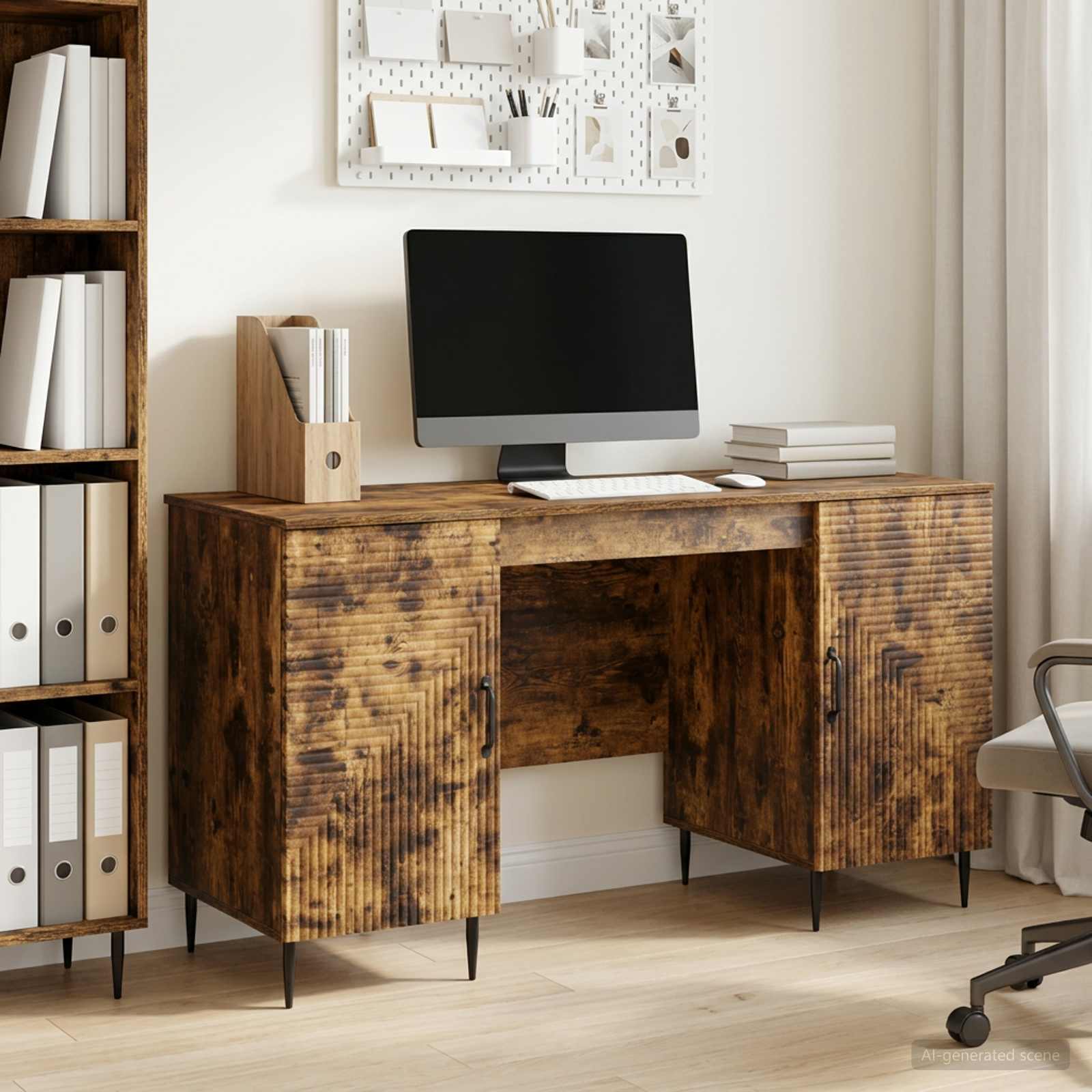 Bureau Chêne fumé 142,5 x 50 x 75 cm Bois d'ingénierie - XIOS