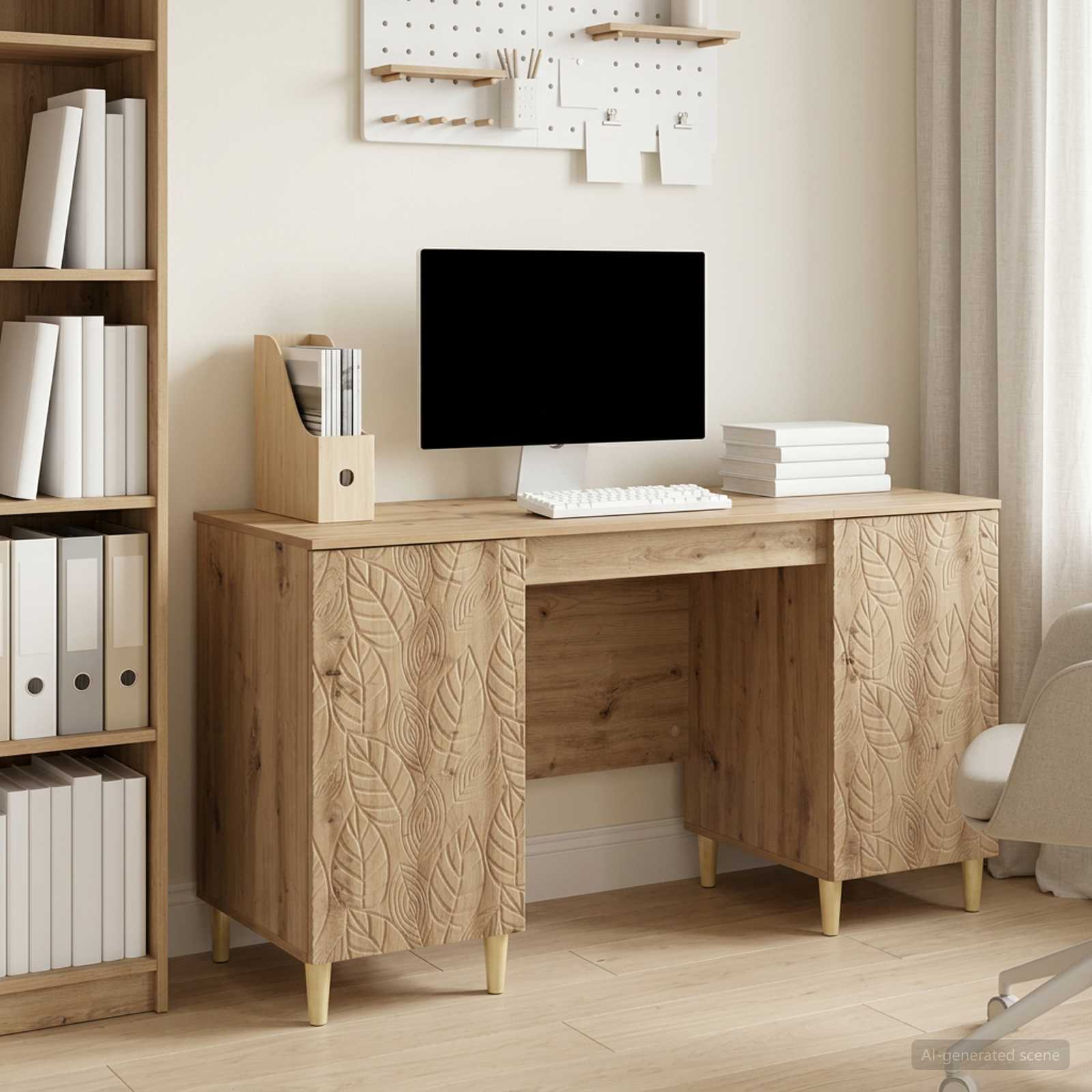 Bureau Chêne artisanal 142,5 x 50 x 75 cm Bois d'ingénierie