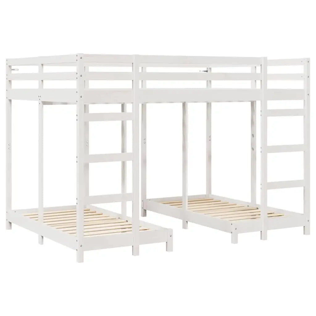 Cadre de lit superposé triple Blanc 140 x 200 cm Pin massif - XIOS