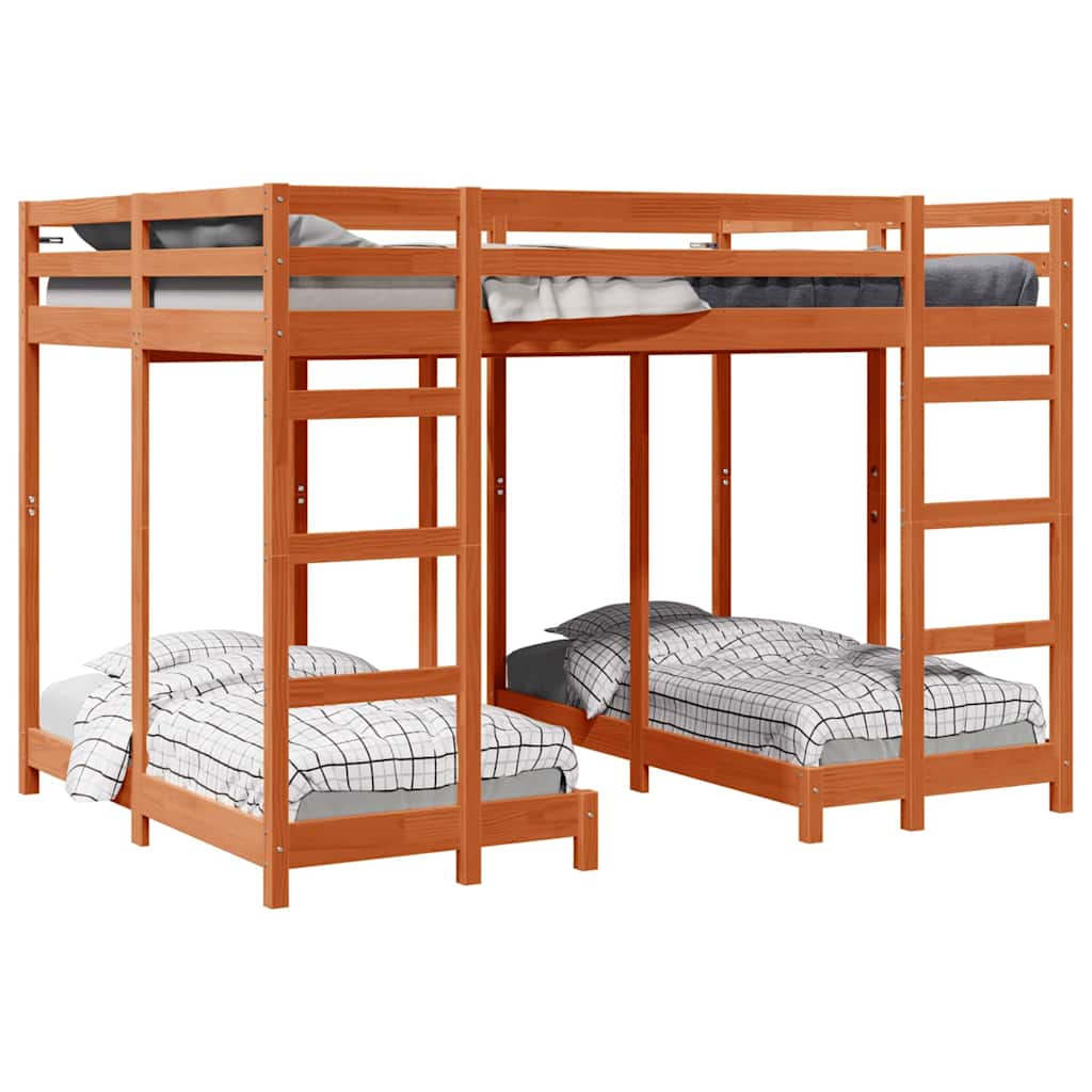 Lit Superposé Marron cire 140 x 200 cm Pin massif - XIOS