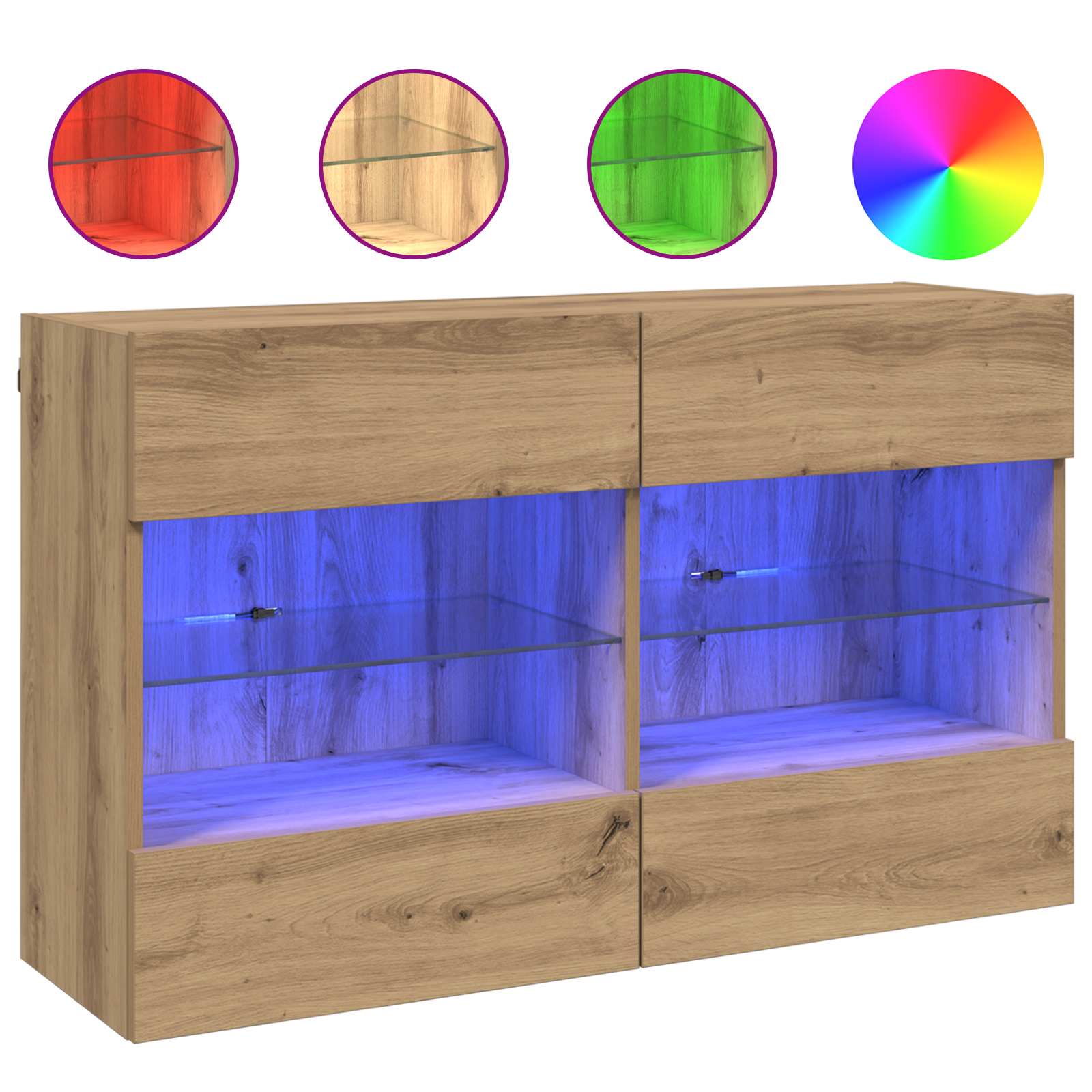 Meuble TV mural Chêne artisanal 98,5 x 30 x 60,5 cm - XIOS