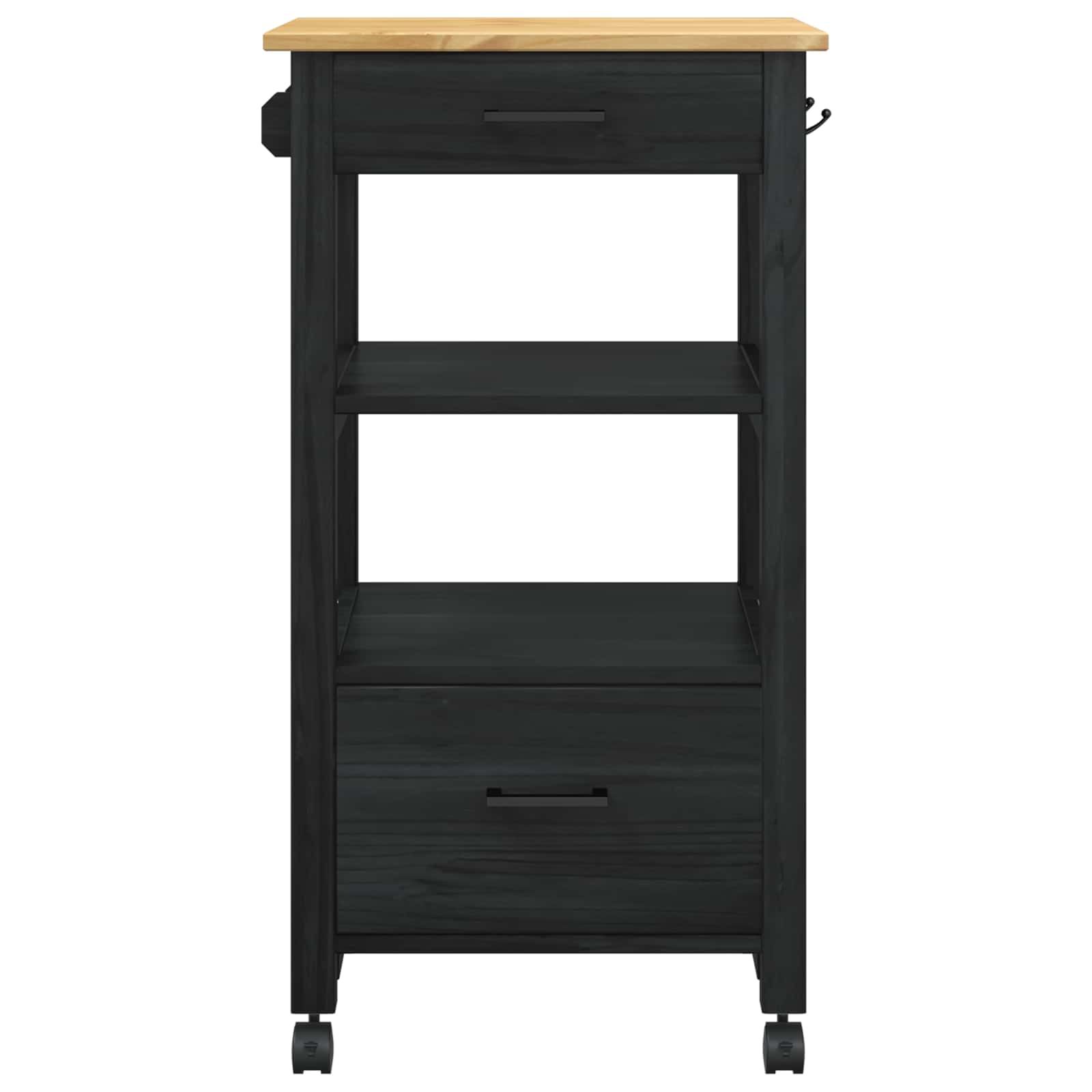Chariot de cuisine Noir 88,5 x 40 x 48 cm Bois de Pin Massif - XIOS
