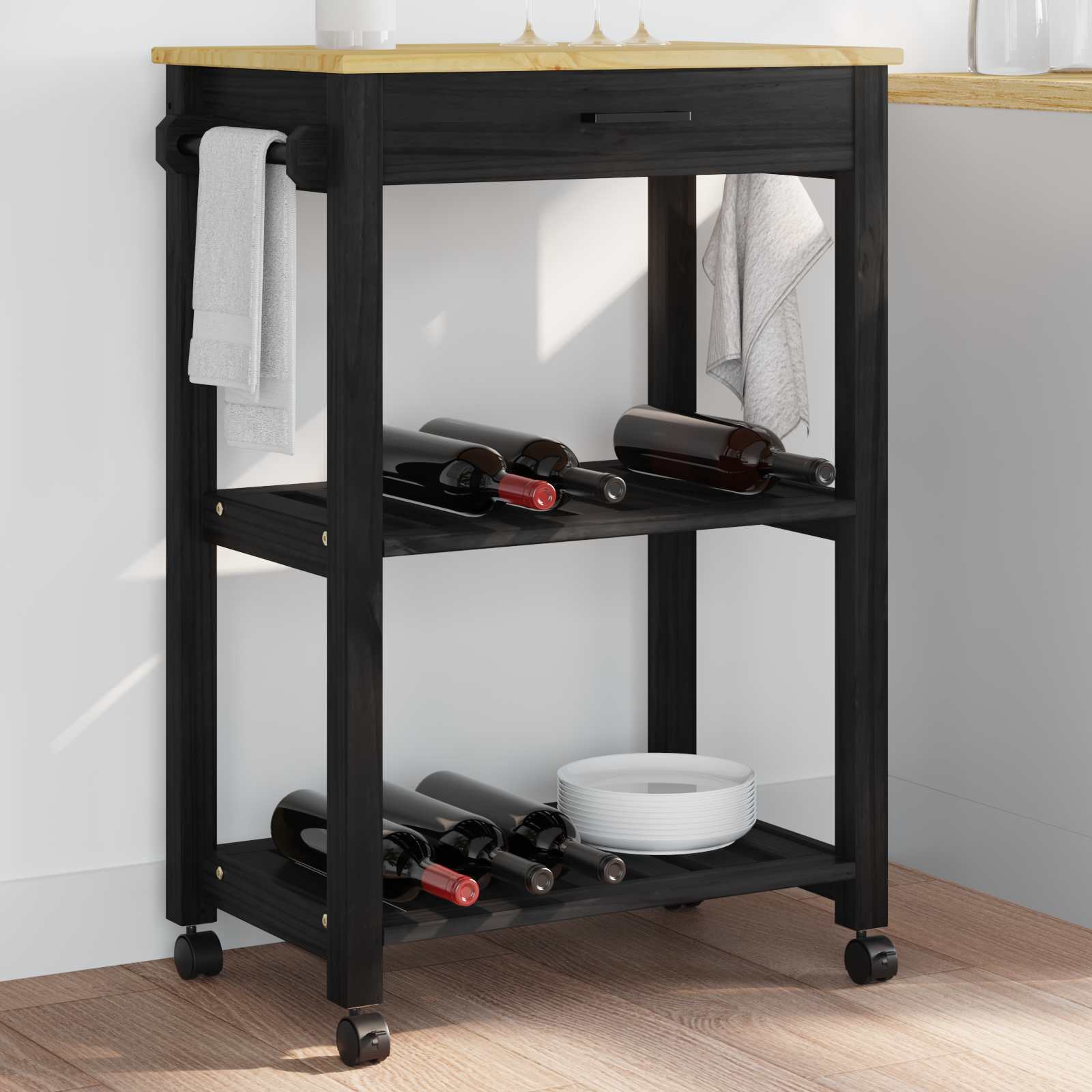 Chariot de cuisine Uni Noir 88,5 x 40 x 60 cm - XIOS