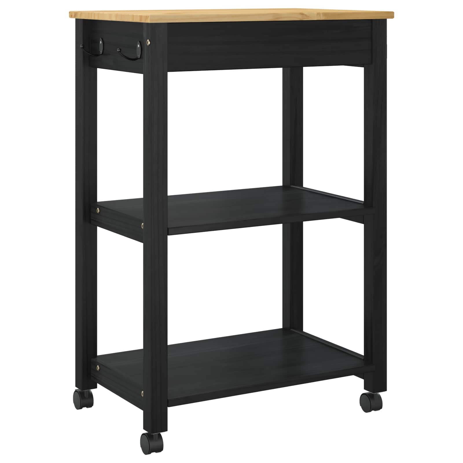 Chariot de cuisine Noir 88,5 x 40 x 60 cm Bois de Pin Massif - XIOS