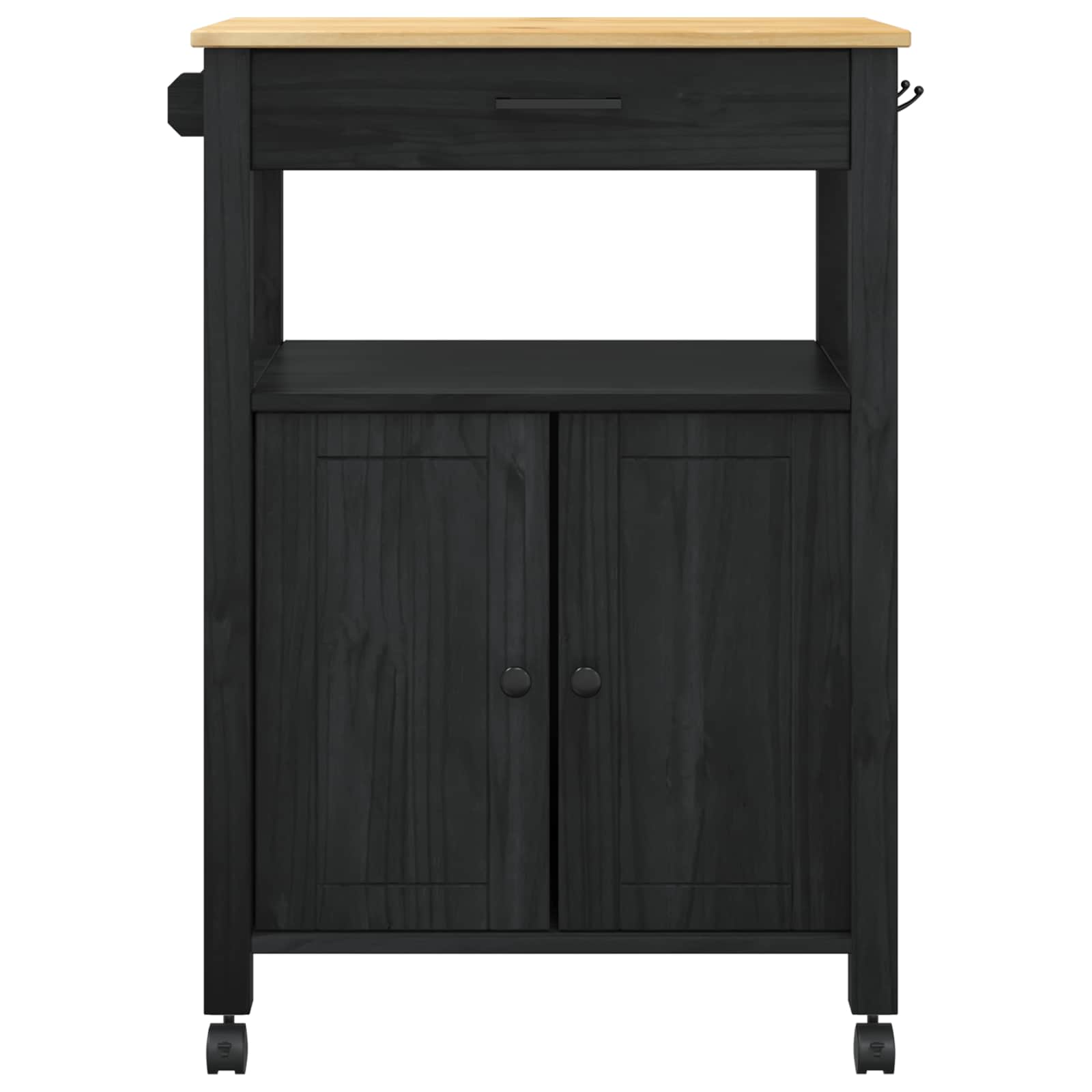 Chariot de cuisine Noir 88,5 x 40 x 60 cm Bois de Pin Massif - XIOS