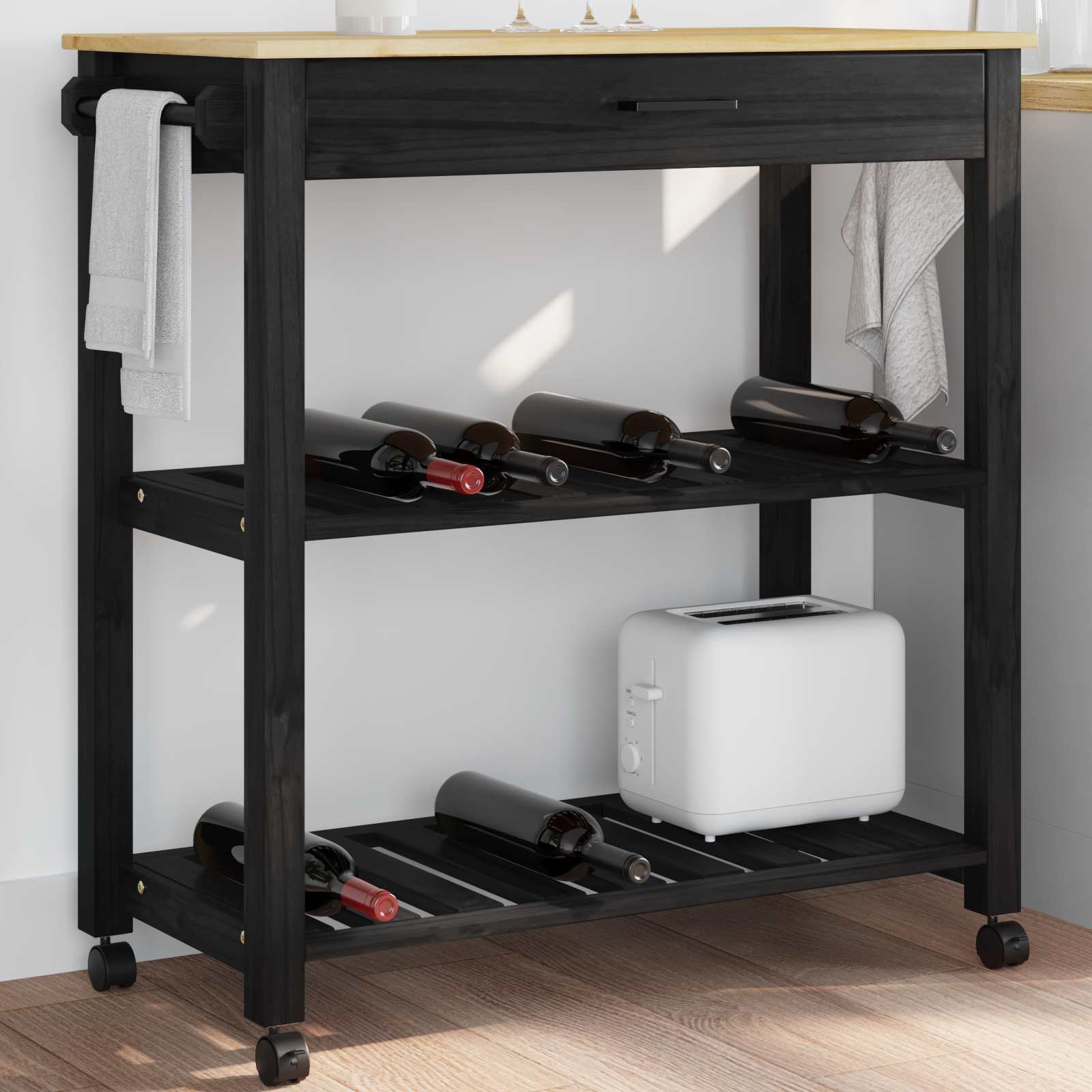 Chariot de cuisine Uni Noir 88,5 x 40 x 84 cm - XIOS