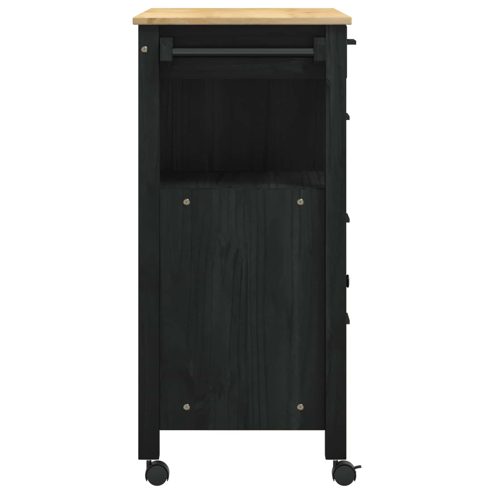 Chariot de cuisine Noir 88,5 x 40 x 84 cm Bois de Pin Massif - XIOS