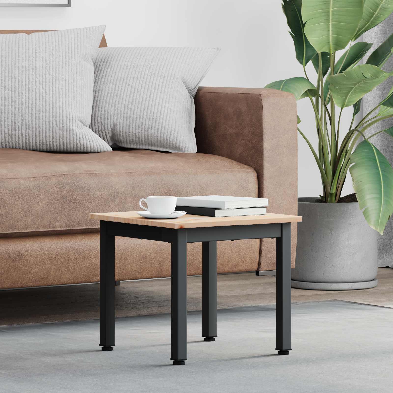 Table basse Naturel 40 x 40 x 36 cm Bois de pin massif - XIOS