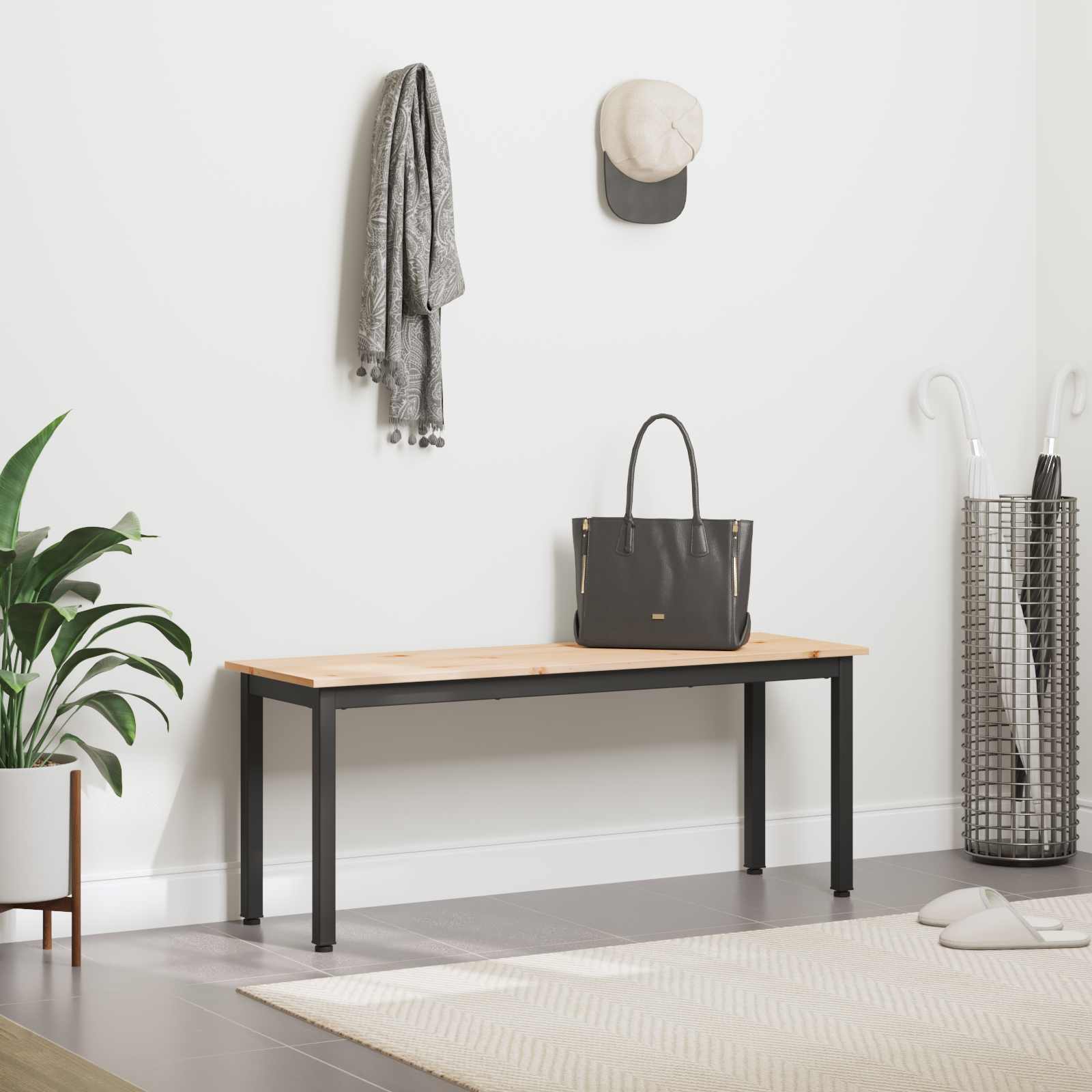 banc Naturel 110 x 35 x 45 cm Bois de pin massif - XIOS