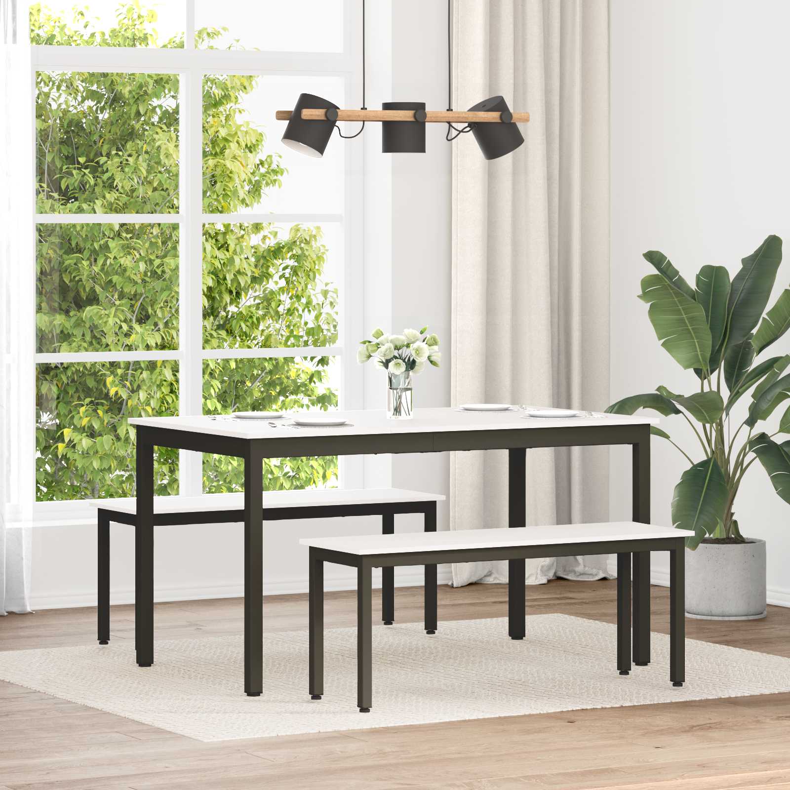 banc Blanc 110 x 35 x 45 cm Bois de pin massif - XIOS