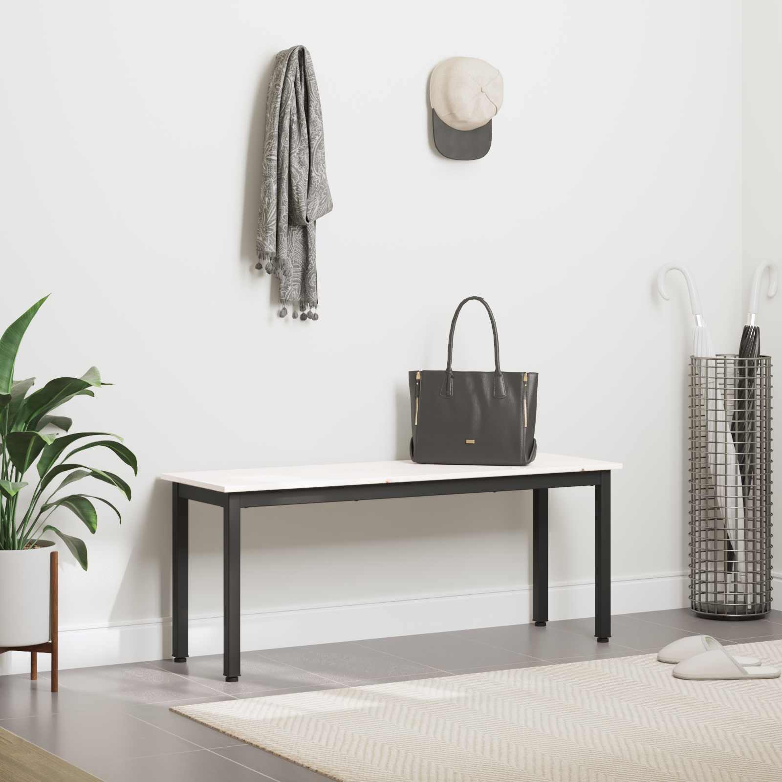 banc Blanc 110 x 35 x 45 cm Bois de pin massif - XIOS