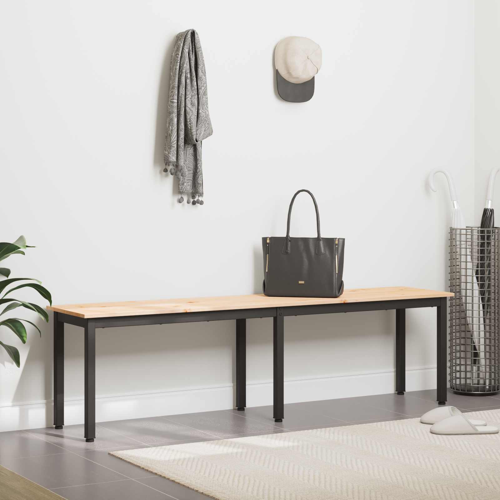banc Naturel 160 x 35 x 45 cm Bois de pin massif - XIOS