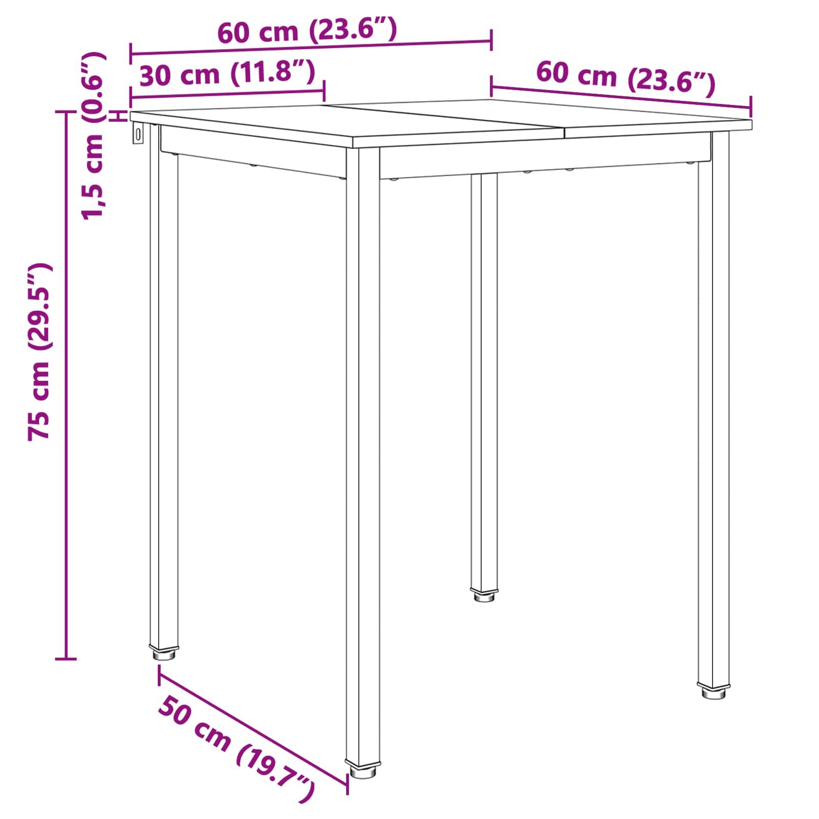 Table de salle à manger / Table de repas Blanc 60 x 60 x 75 cm - XIOS