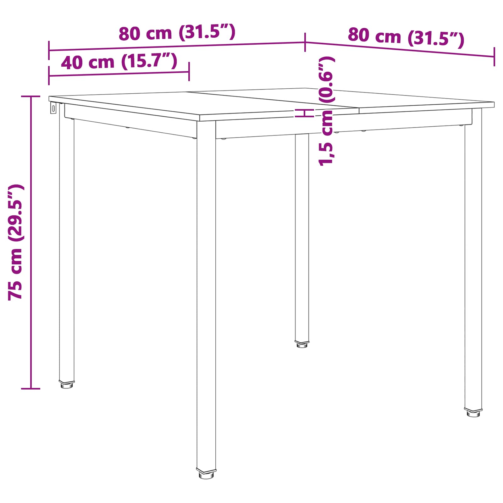 Table de salle à manger / Table de repas Blanc 80 x 80 x 75 cm - XIOS