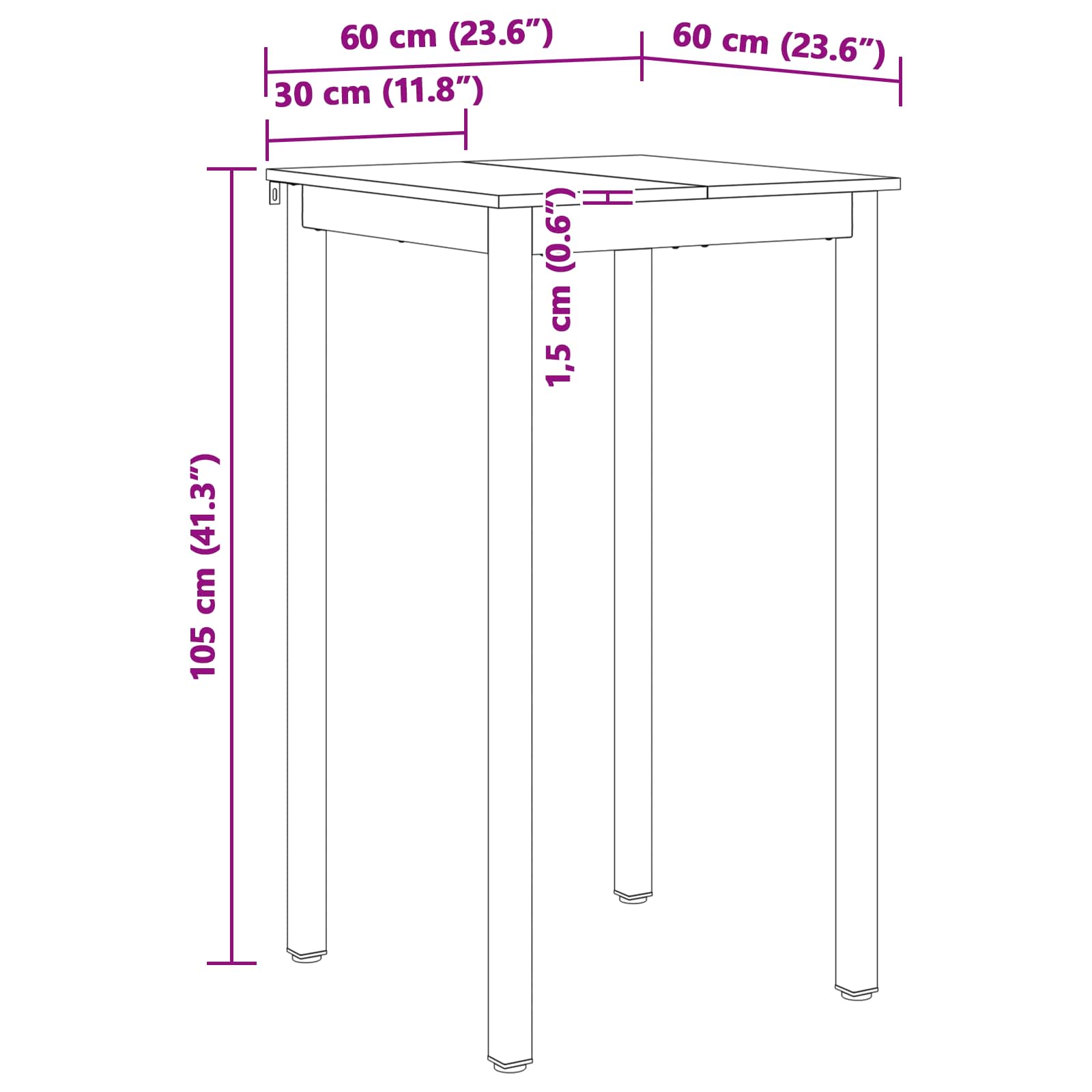 Table de bar Blanc 60 x 60 x 105 cm Bois de pin massif - XIOS