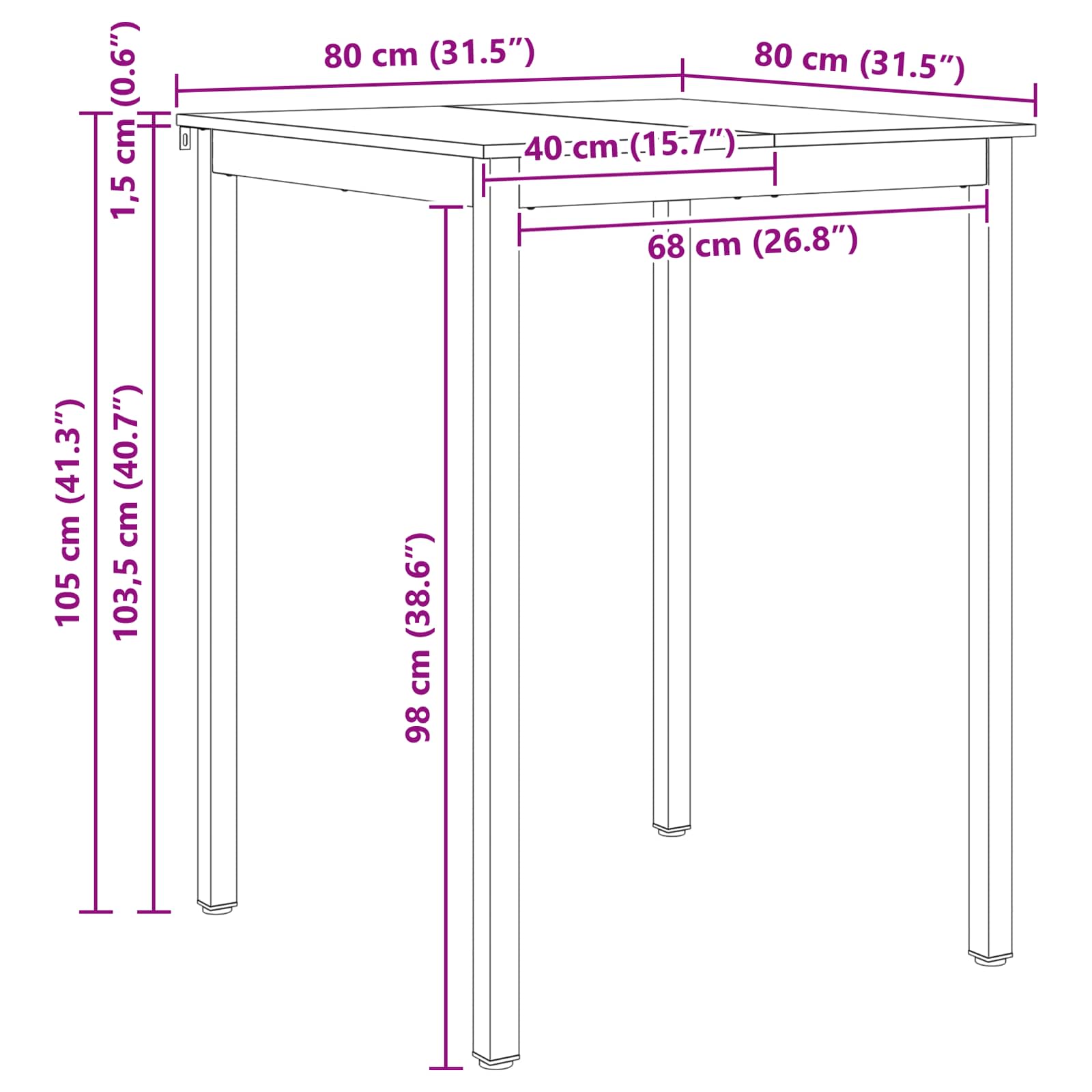Table de bar Naturel 110 x 55 x 105 cm Bois de pin massif - XIOS