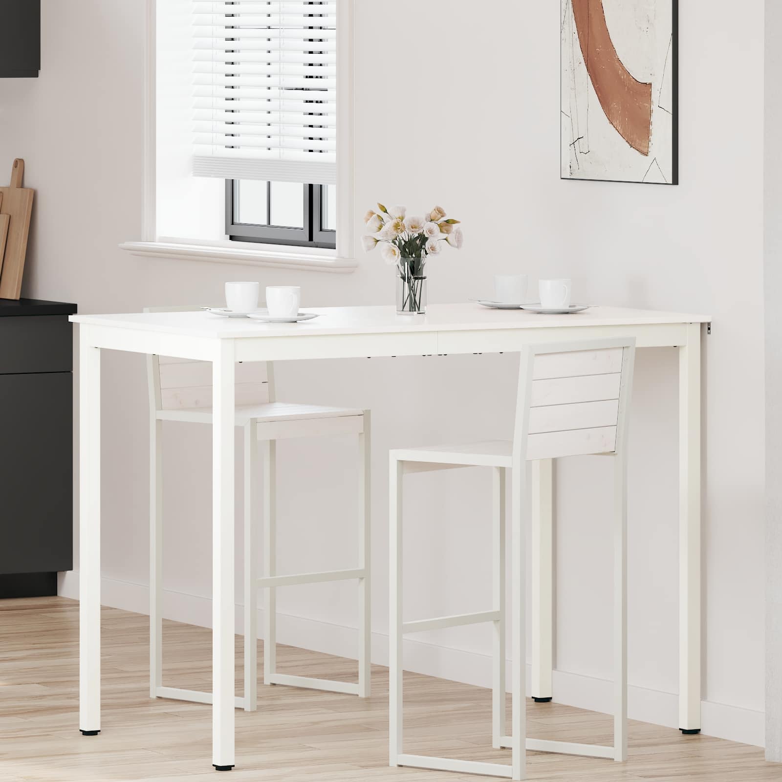 Table de bar Blanc 110 x 55 x 105 cm Bois de pin massif - XIOS