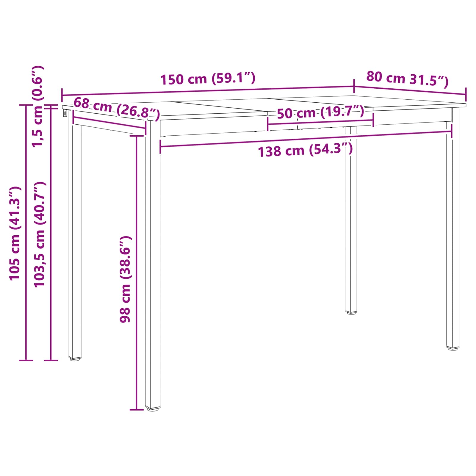 Table de bar Naturel 110 x 55 x 105 cm Bois de pin massif - XIOS