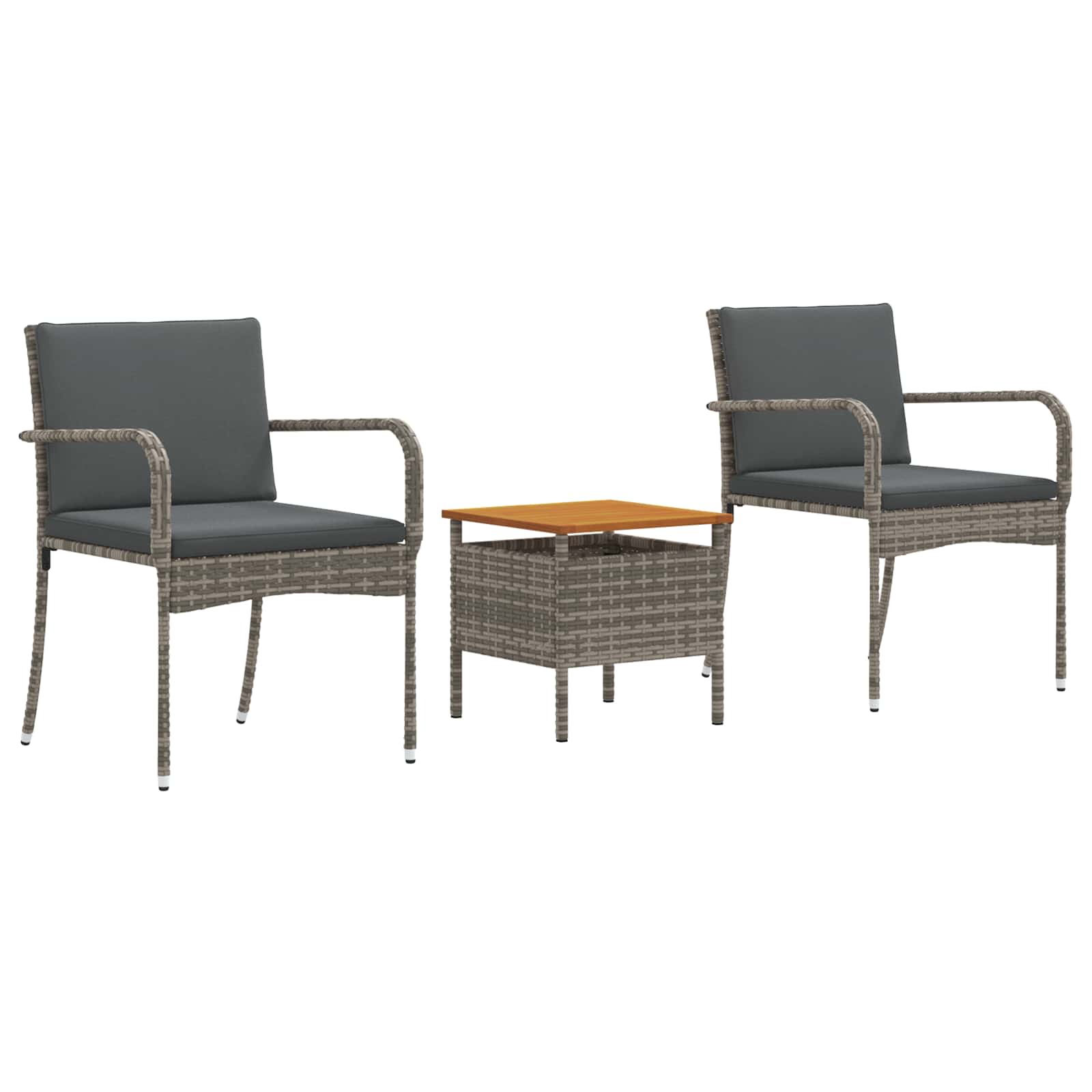 Ensemble bistro de jardin avec coussin 3 pcs Gris polyrotin - XIOS