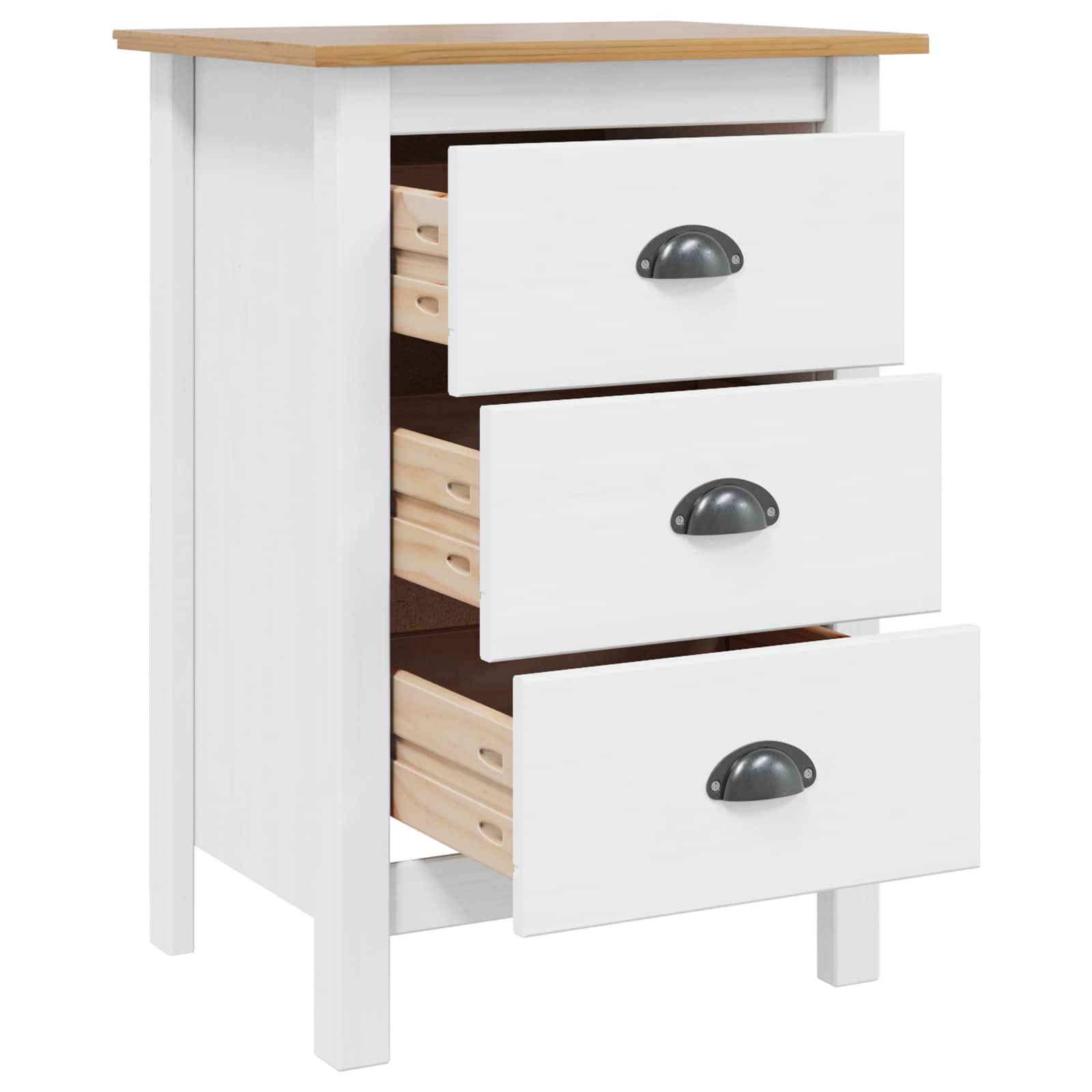 Cabinet de chevet HILL Blanc et marron miel 46 x 35 x 65 cm - XIOS