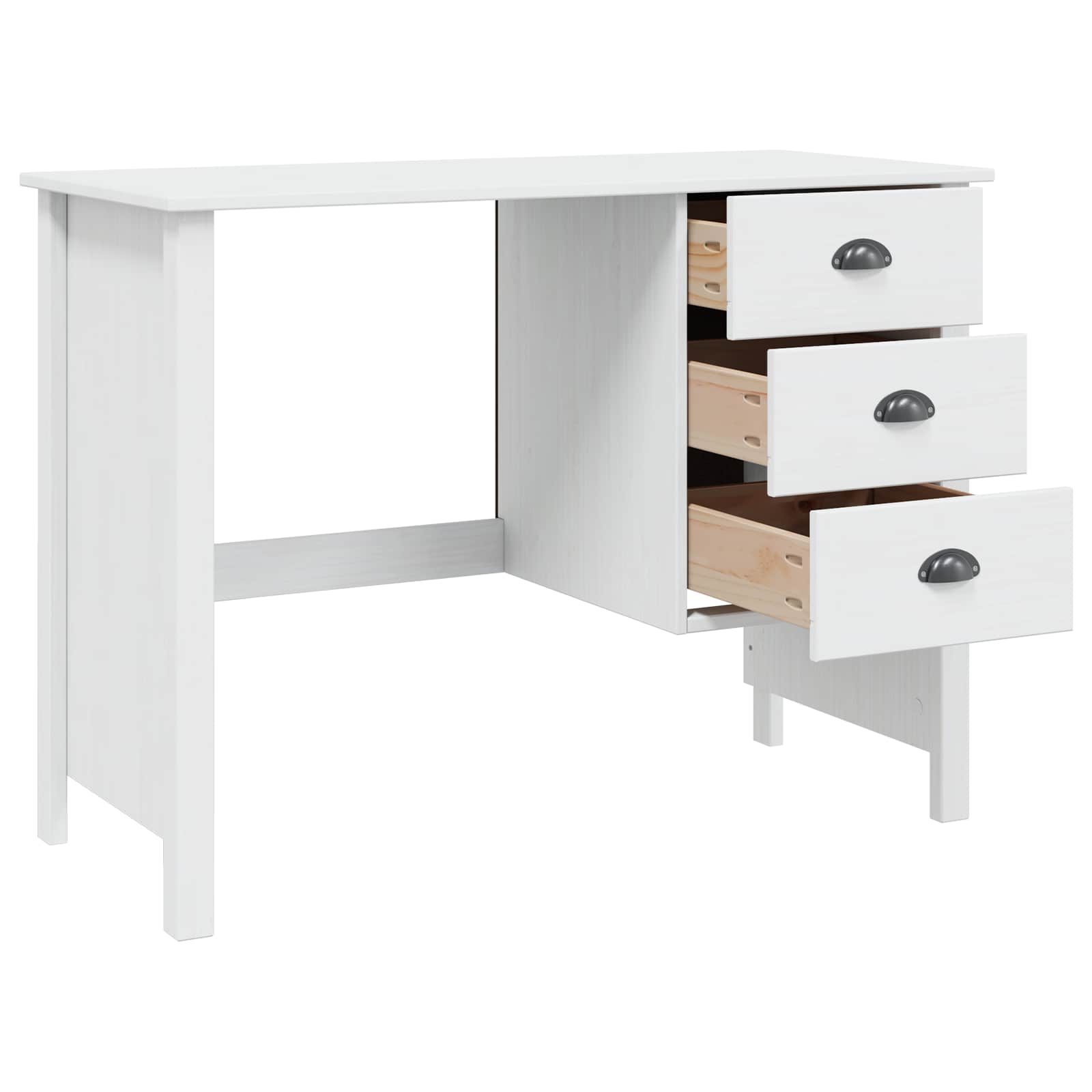 Bureau avec tiroirs Blanc 100 x 45 x 74 cm Bois de Pin Massif - XIOS