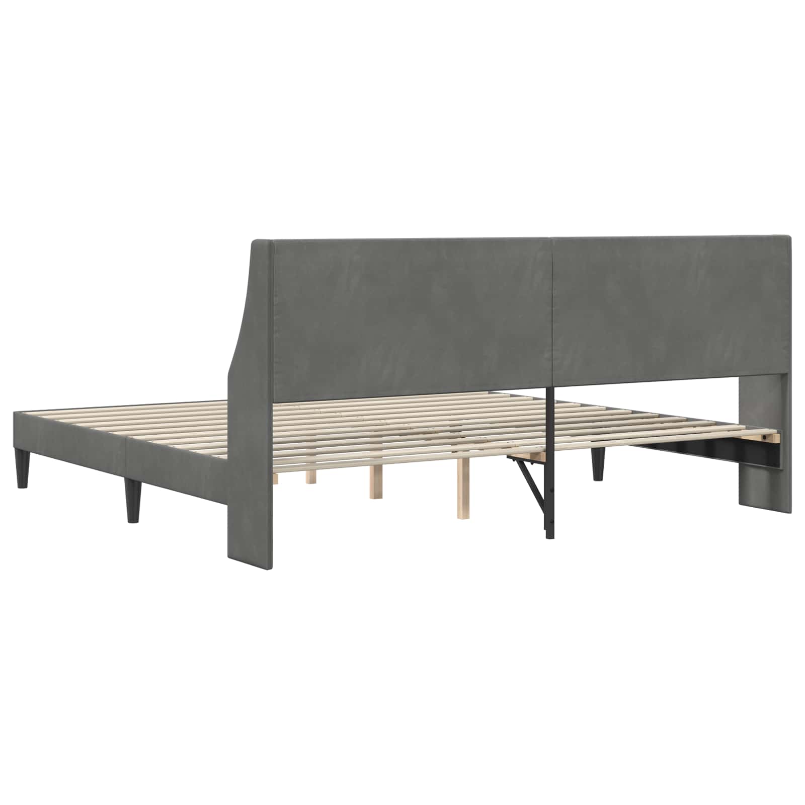 Cadre de lit avec tête de lit Gris foncé 180 x 200 cm Velours - XIOS