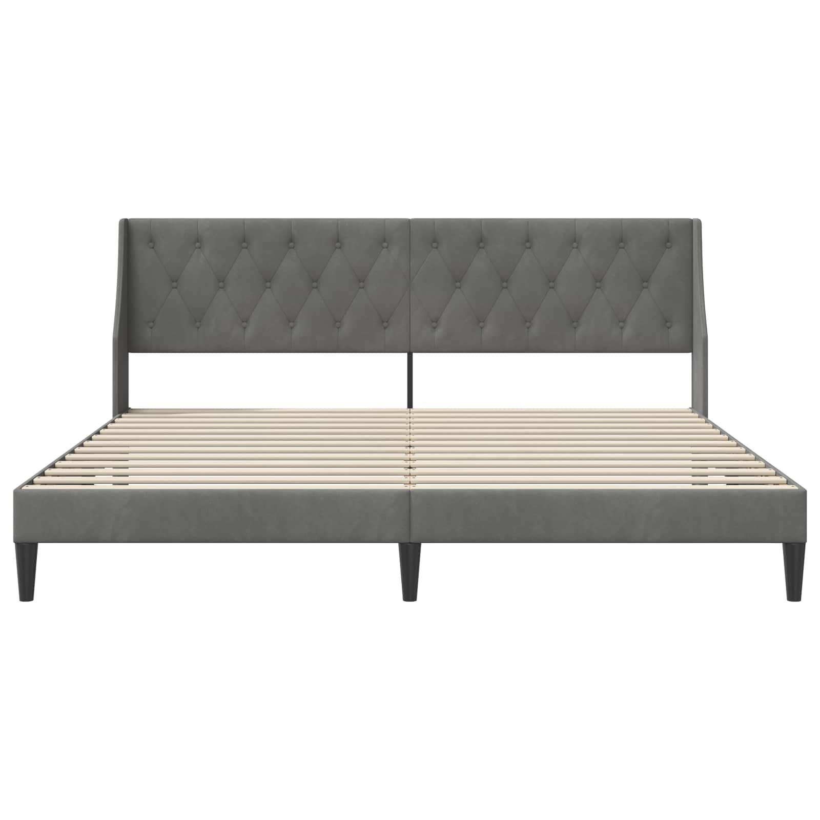 Cadre de lit avec tête de lit Gris foncé 180 x 200 cm Velours - XIOS
