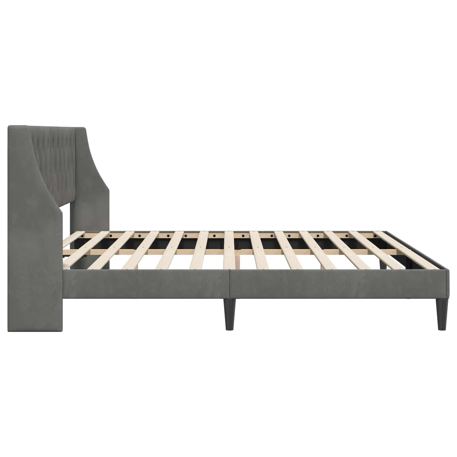 Cadre de lit avec tête de lit Gris foncé 180 x 200 cm Velours - XIOS