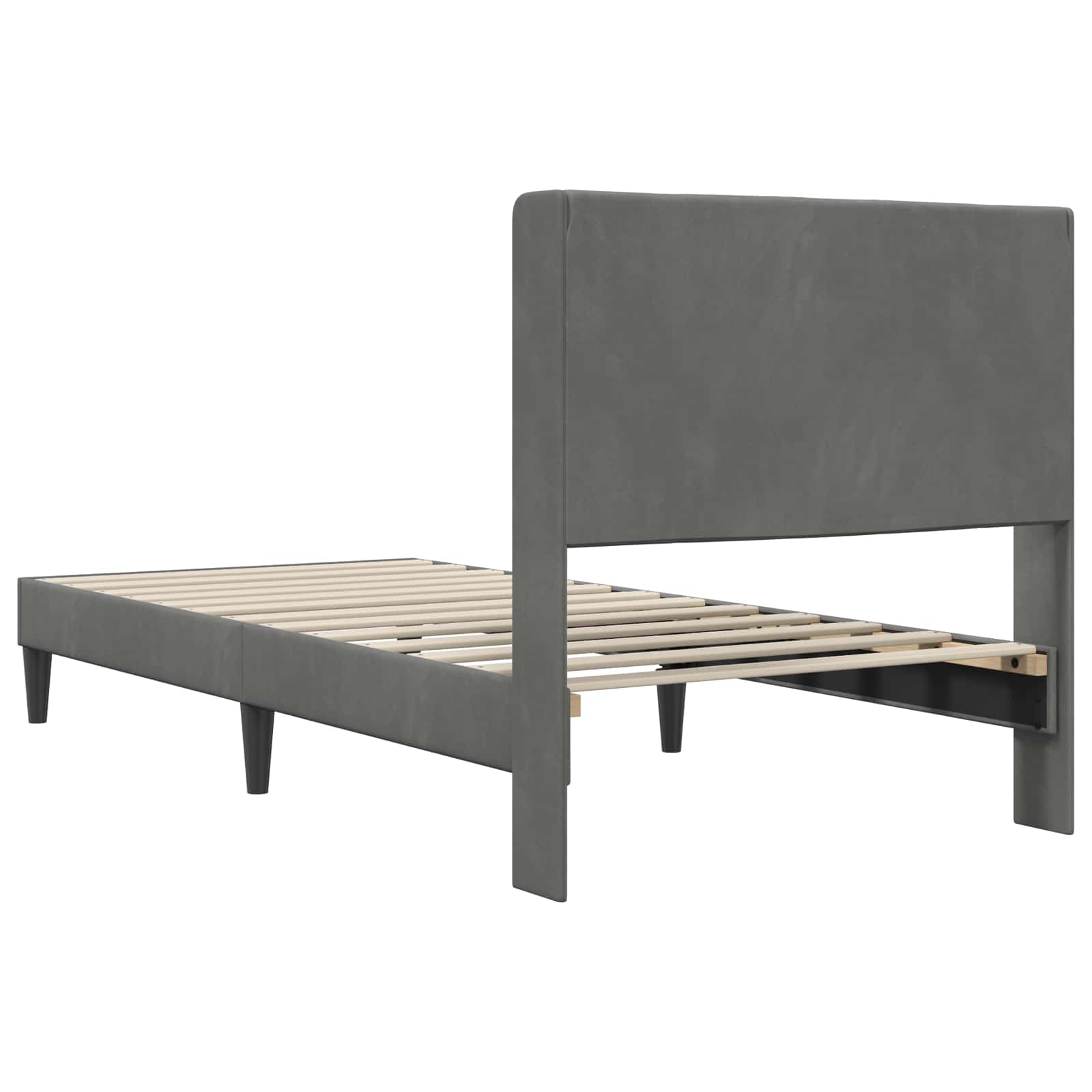 Cadre de lit avec tête de lit Gris foncé 90 x 190 cm Velours - XIOS