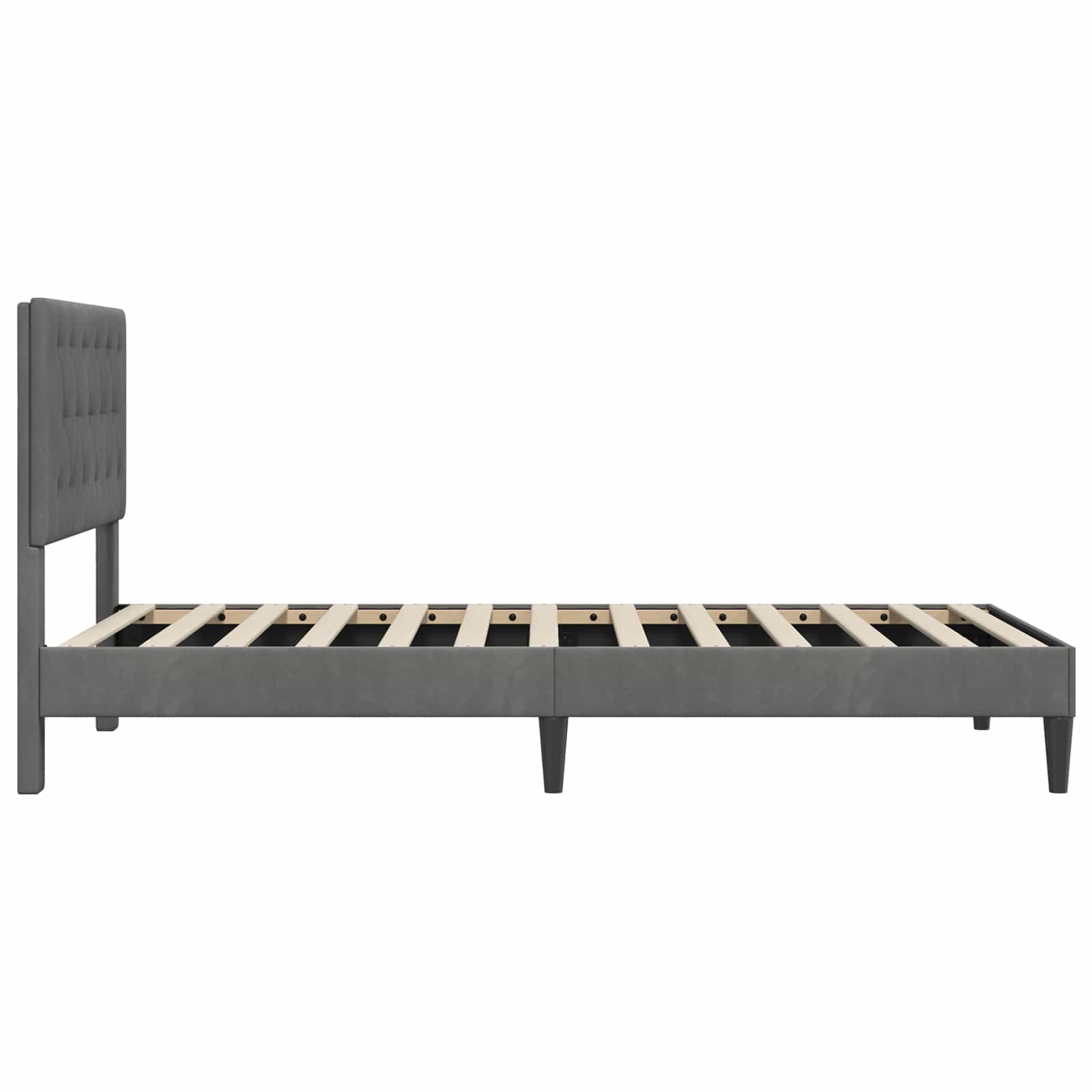 Cadre de lit avec tête de lit Gris foncé 90 x 190 cm Velours - XIOS