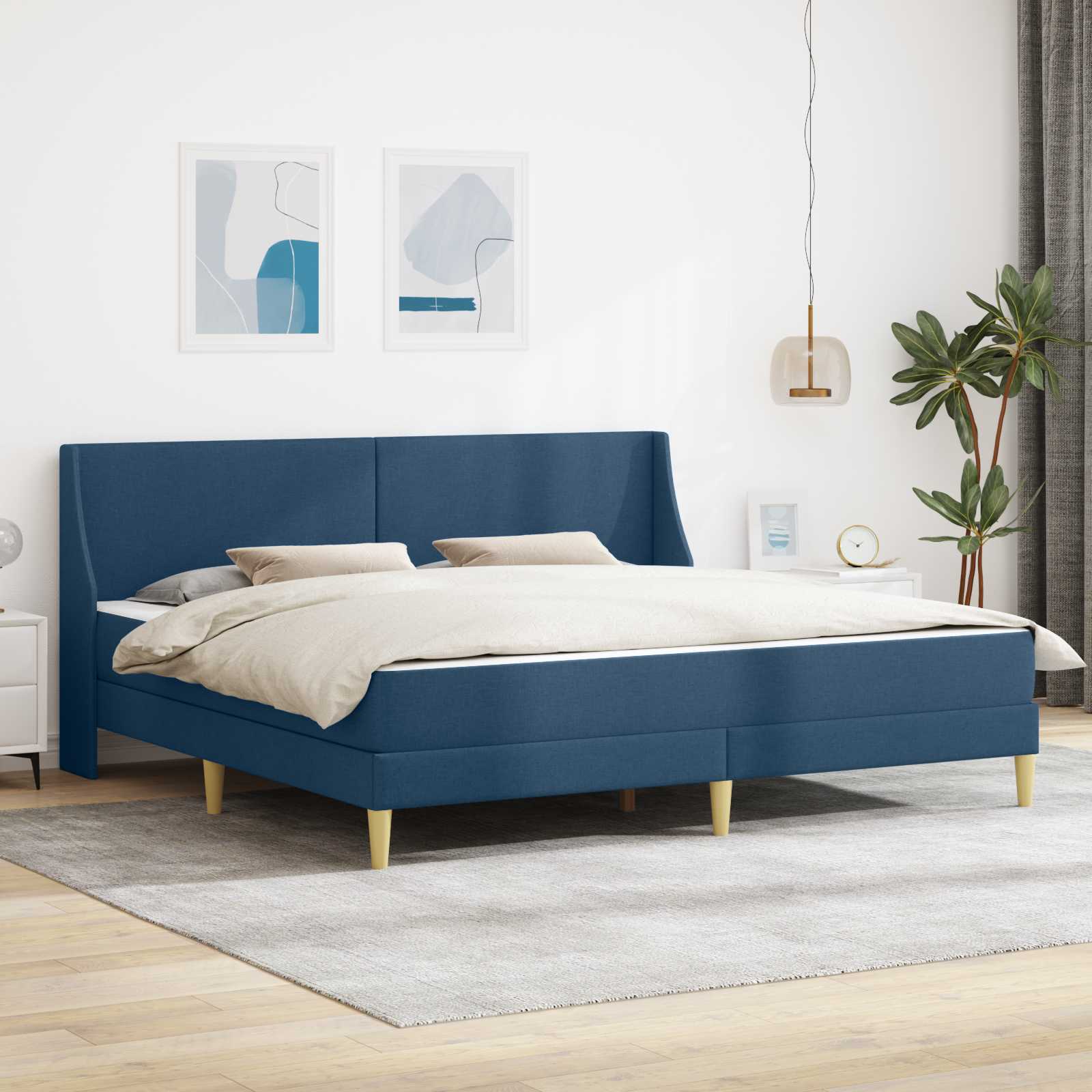Cadre de lit avec matelas Bleu 180 x 200 cm Polyester - XIOS