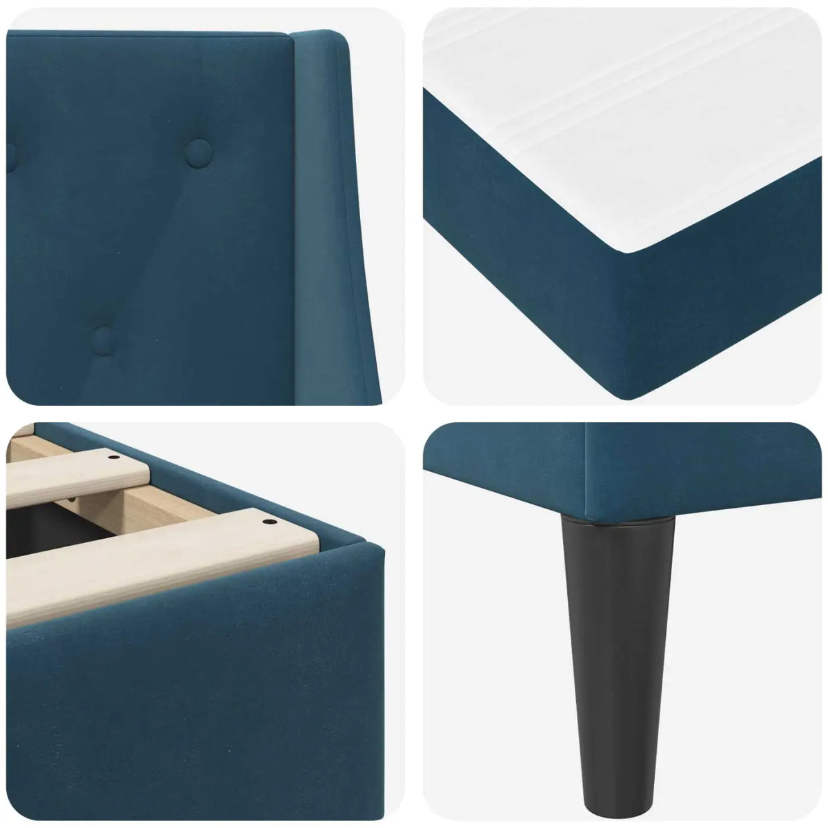 Cadre de lit avec matelas Bleu 80 x 200 cm Velours - XIOS