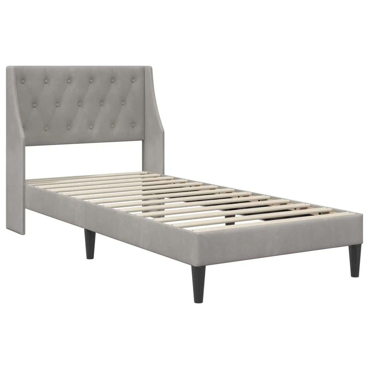 Cadre de lit avec matelas Gris clair 90 x 200 cm Velours - XIOS