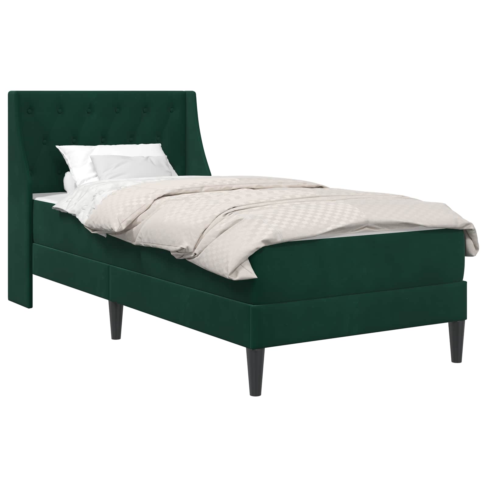 Cadre de lit avec matelas 2 pcs Vert foncé Velours - XIOS