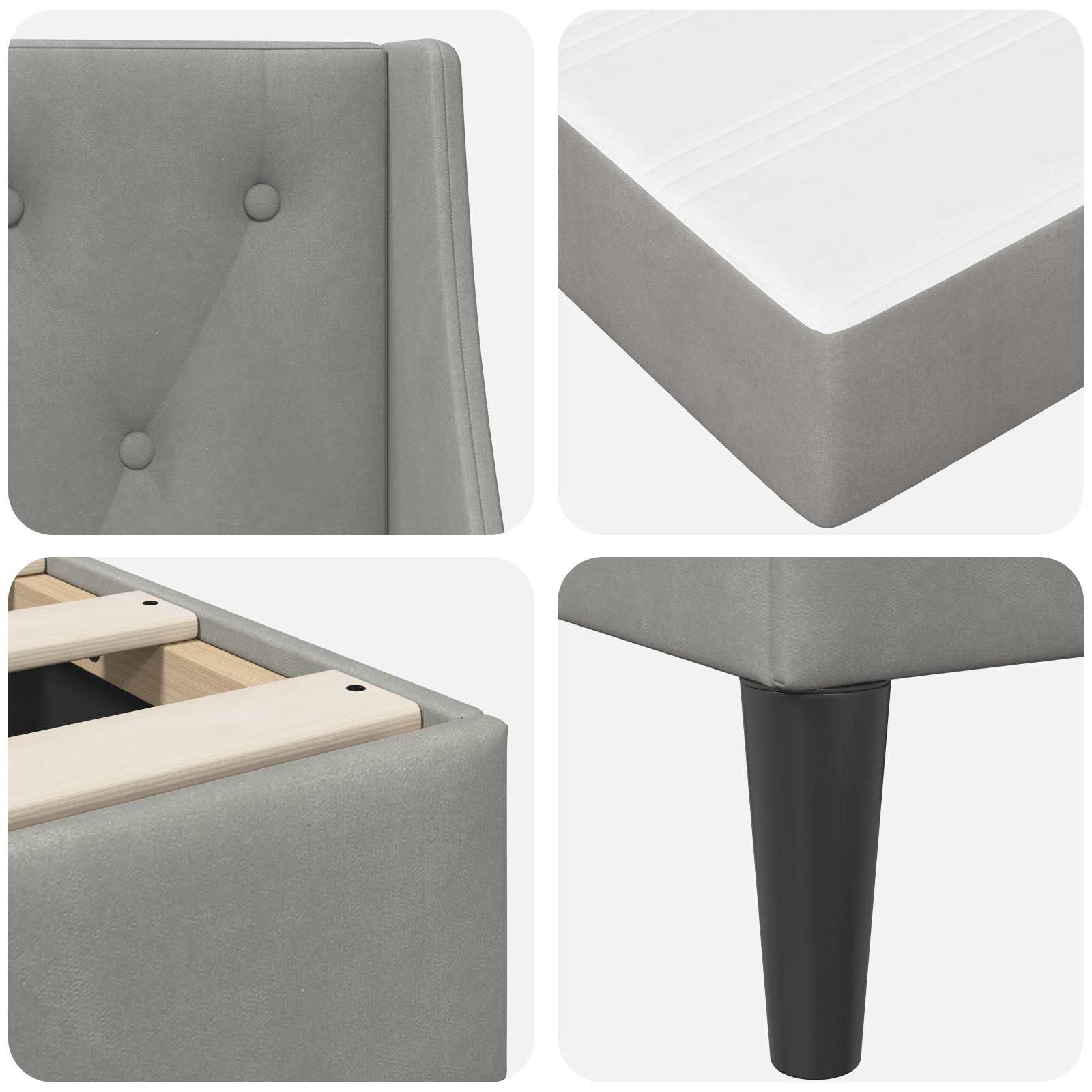 Cadre de lit avec matelas Gris clair 120 x 200 cm Velours - XIOS