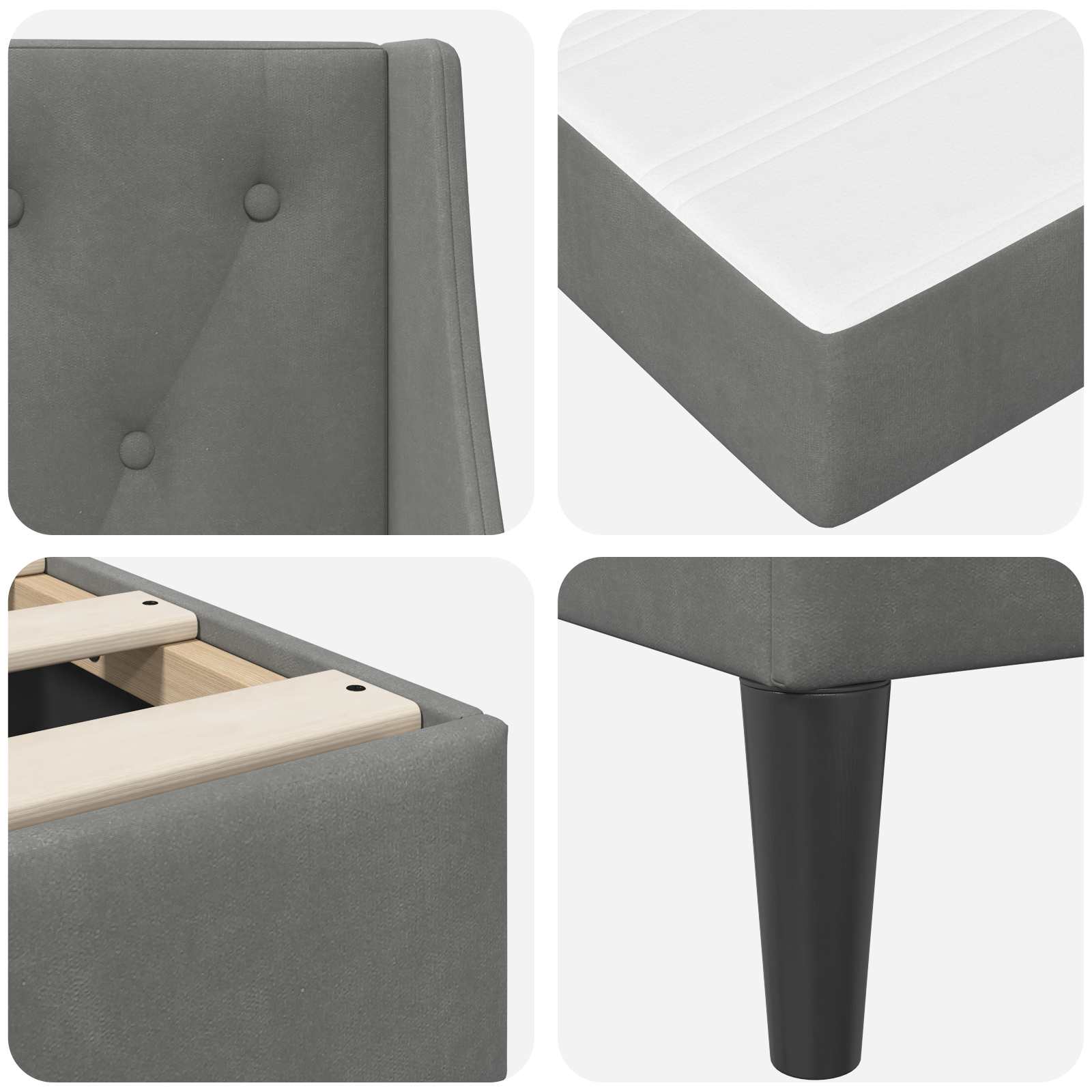 Cadre de lit avec matelas Gris foncé 120 x 200 cm Velours - XIOS