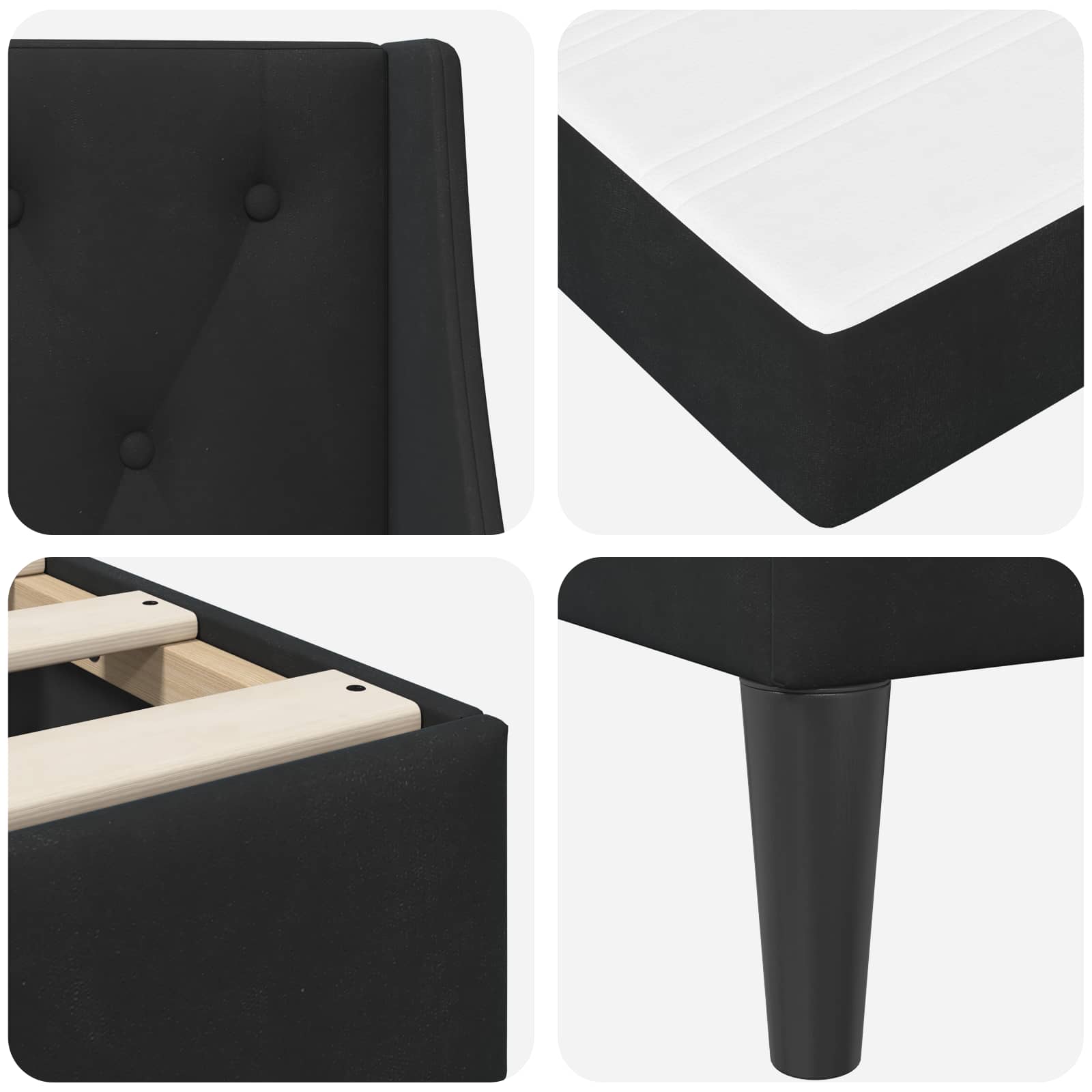 Cadre de lit avec matelas Noir 120 x 200 cm Velours - XIOS
