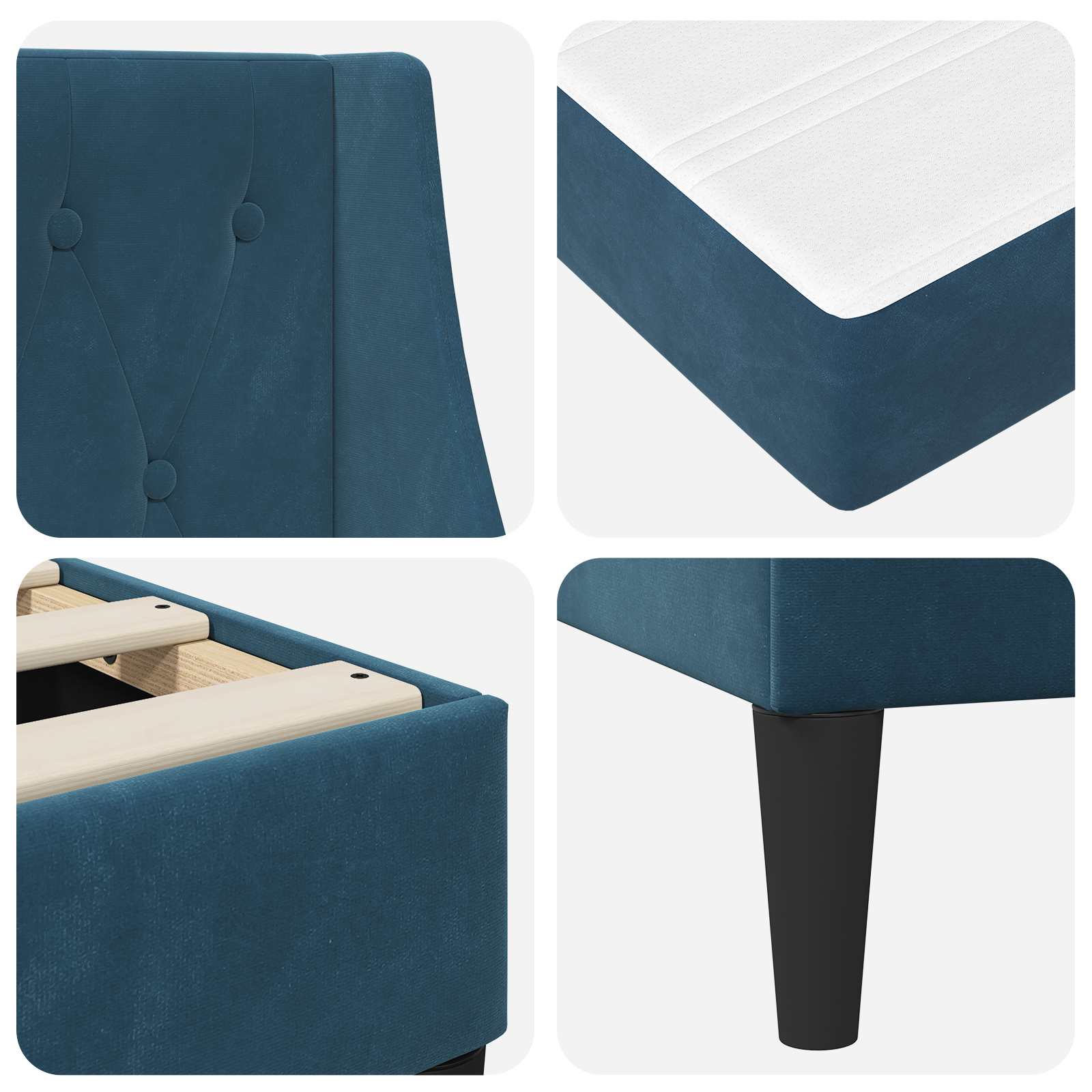 Cadre de lit avec matelas Bleu 120 x 200 cm Velours - XIOS