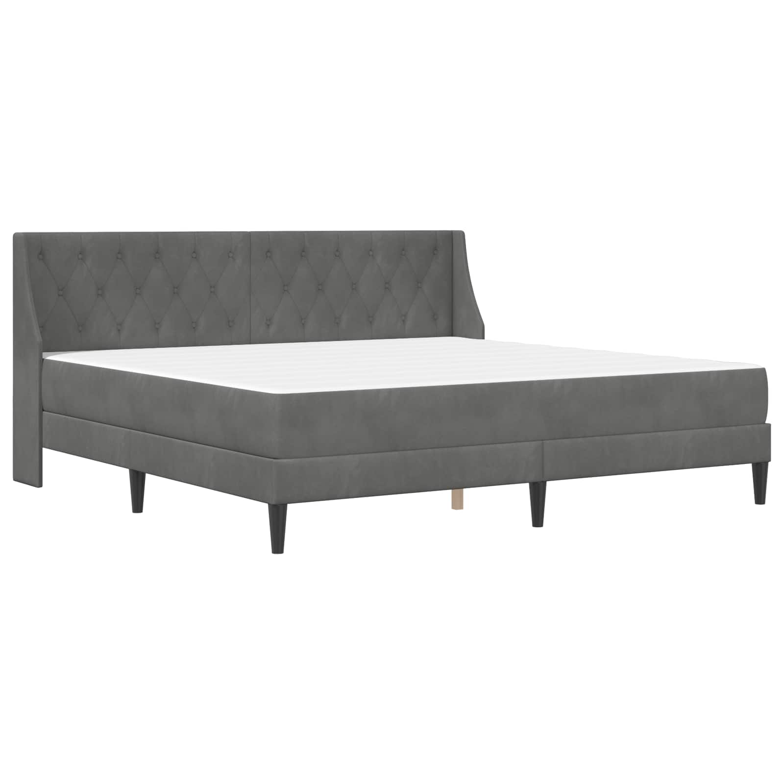 Cadre de lit avec matelas Gris foncé 200 x 200 cm Velours - XIOS