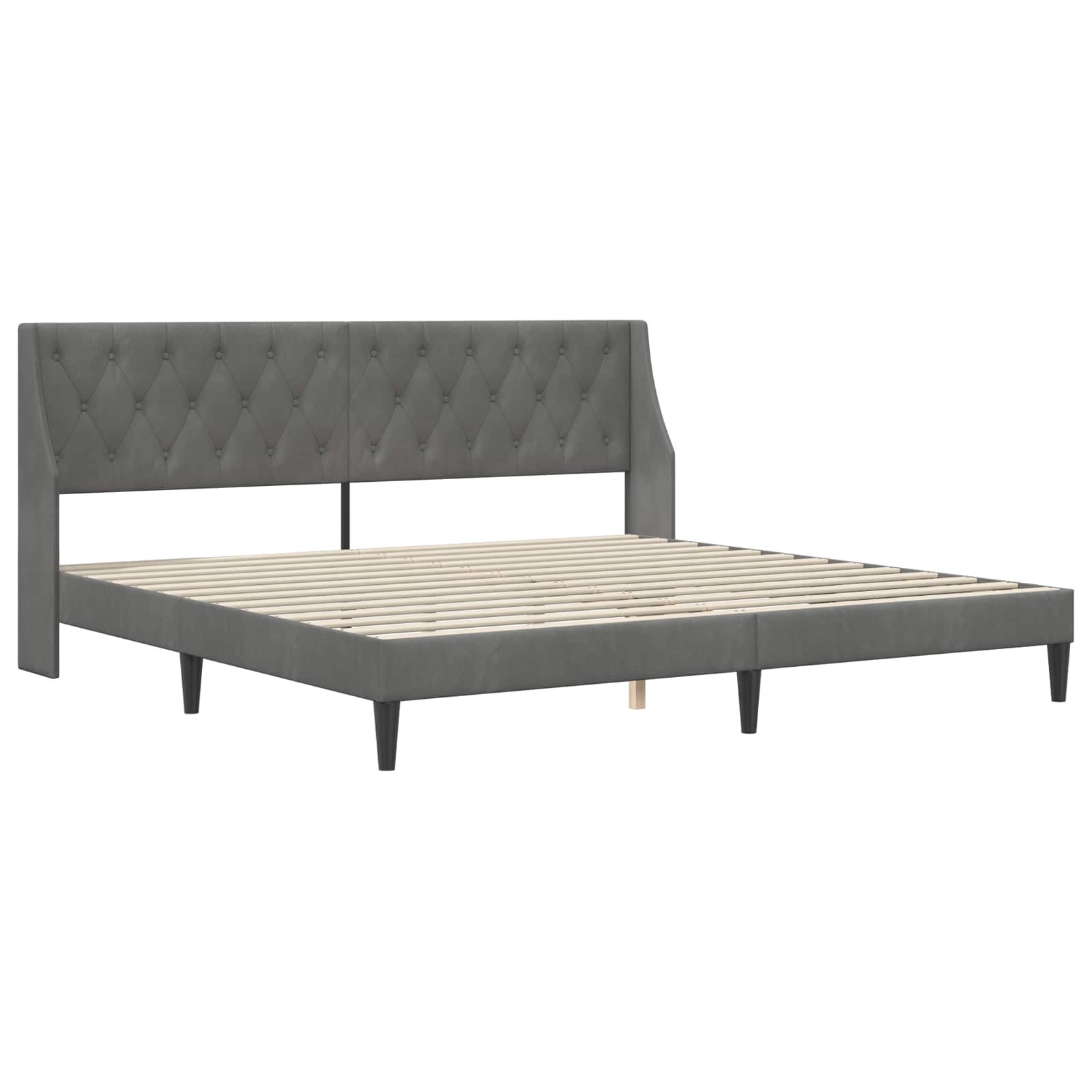 Cadre de lit avec matelas Gris foncé 200 x 200 cm Velours - XIOS