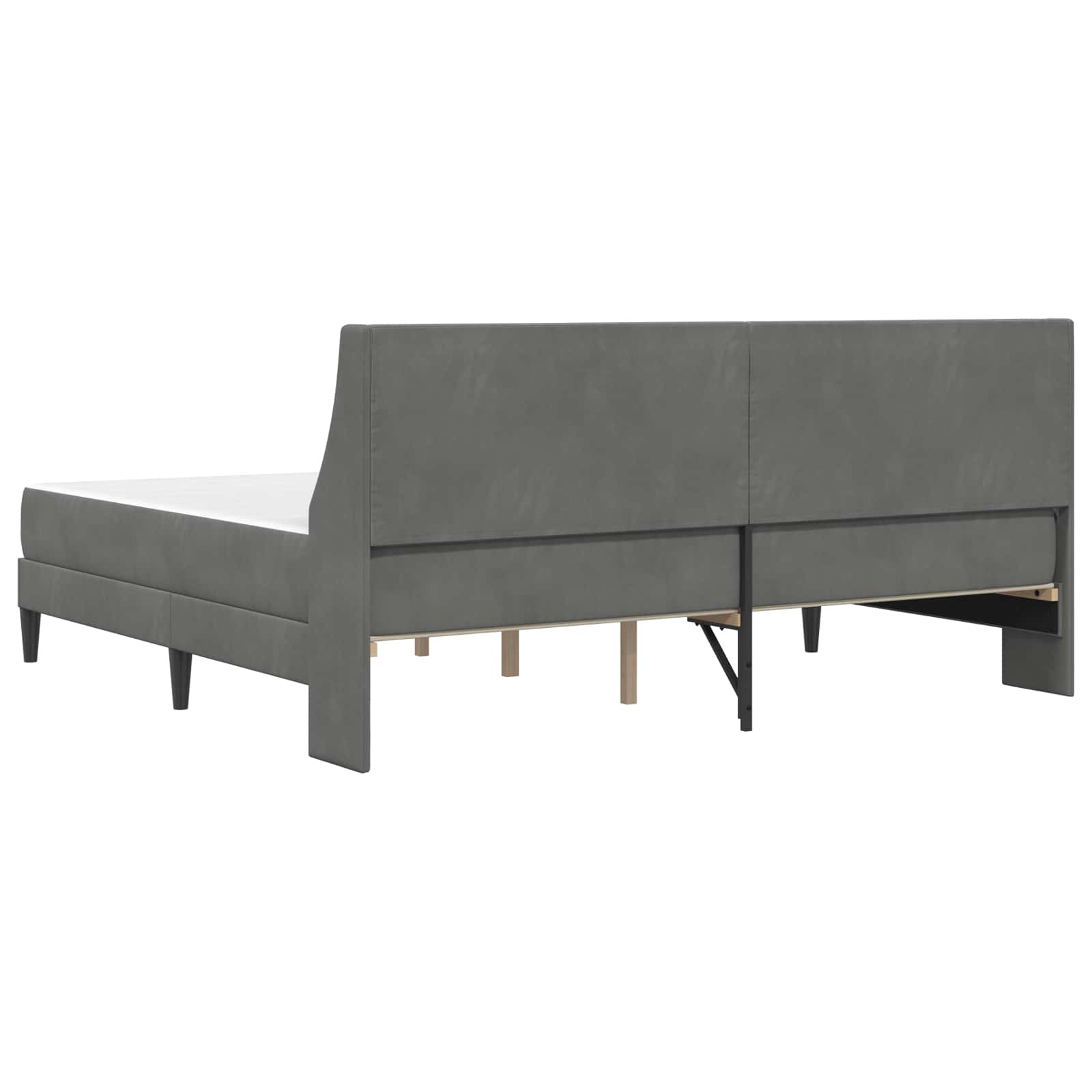 Cadre de lit avec matelas Gris foncé 200 x 200 cm Velours - XIOS