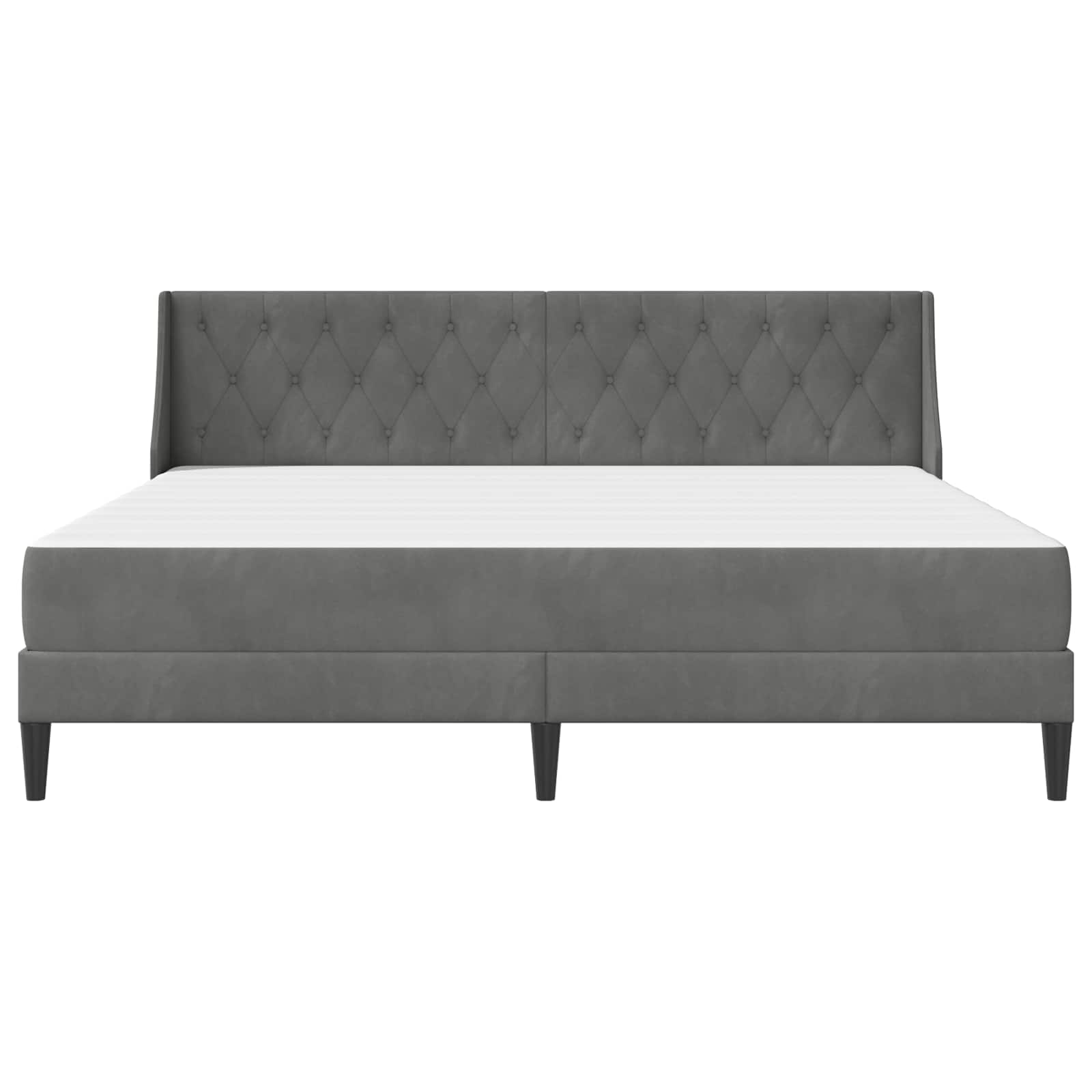 Cadre de lit avec matelas Gris foncé 200 x 200 cm Velours - XIOS