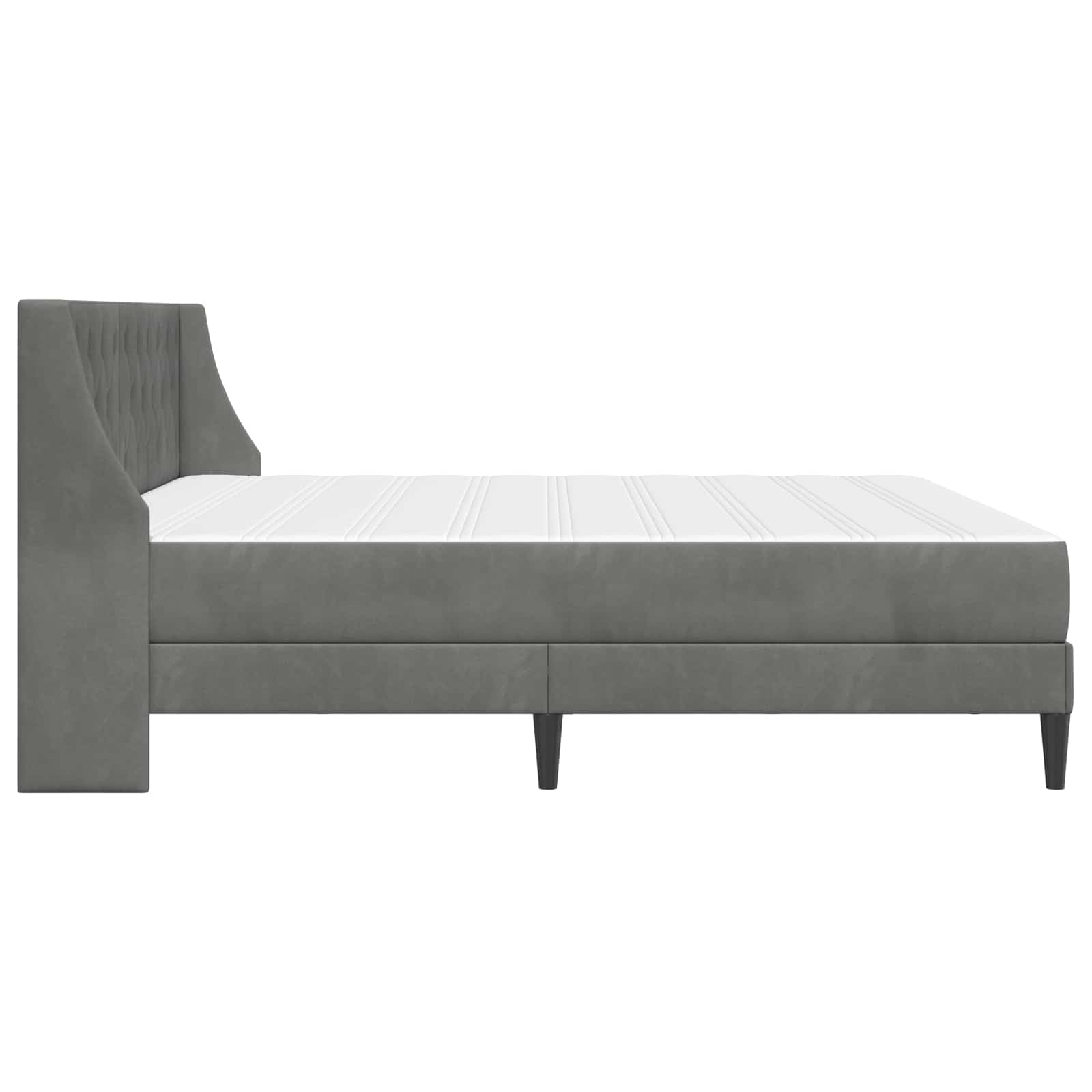 Cadre de lit avec matelas Gris foncé 200 x 200 cm Velours - XIOS