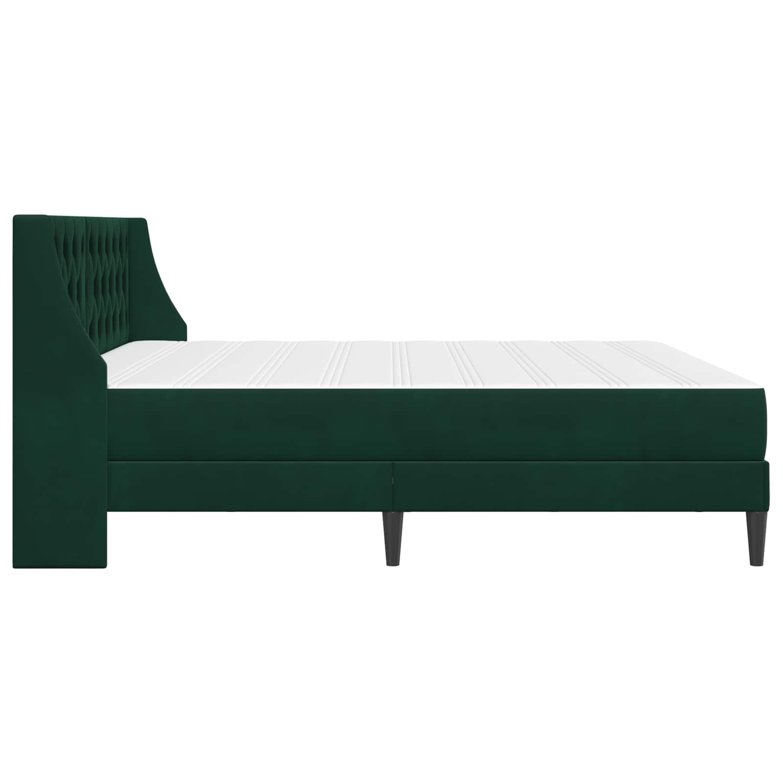 Cadre de lit avec matelas Vert foncé 200 x 200 cm Velours - XIOS