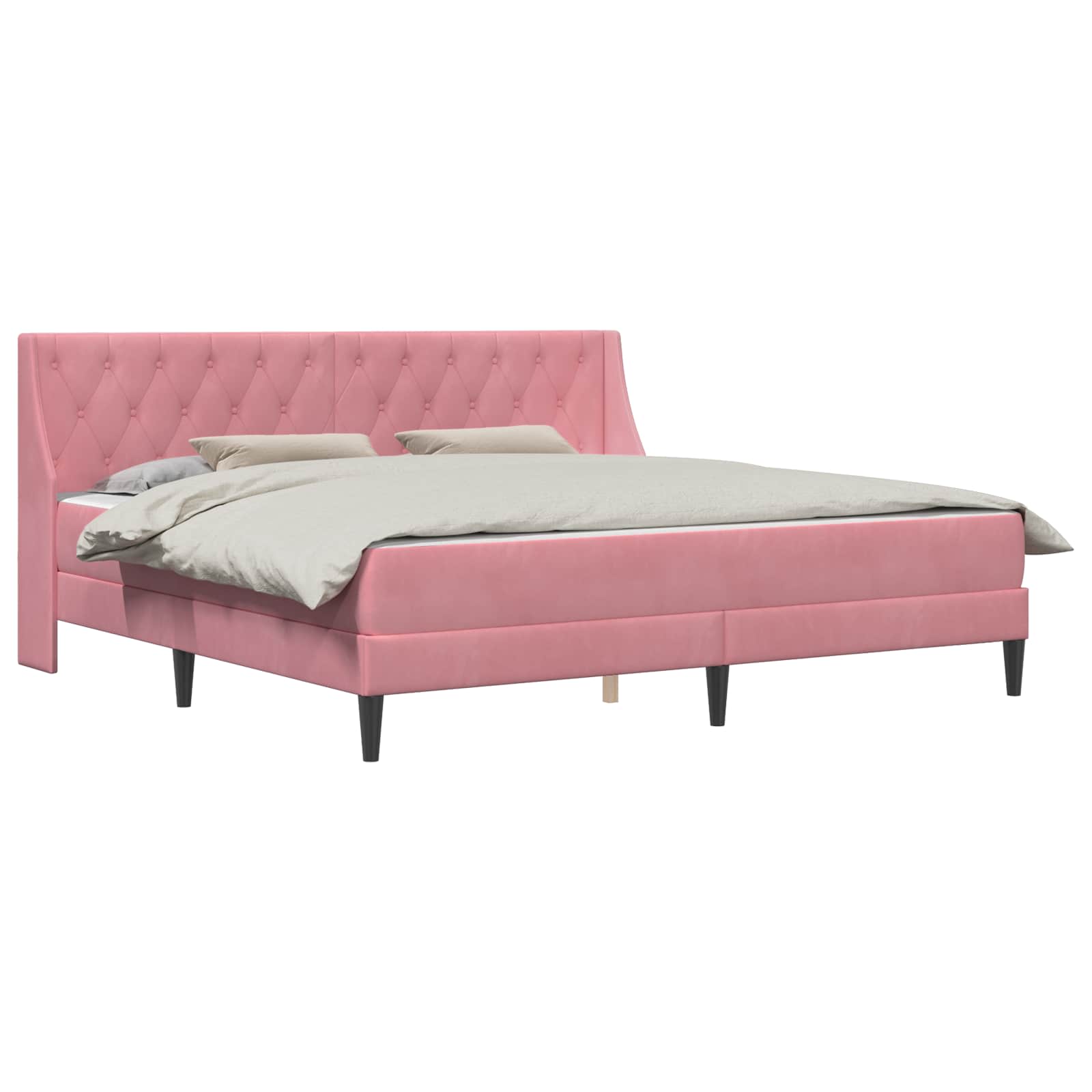 Cadre de lit avec matelas Rose 200 x 200 cm Velours - XIOS
