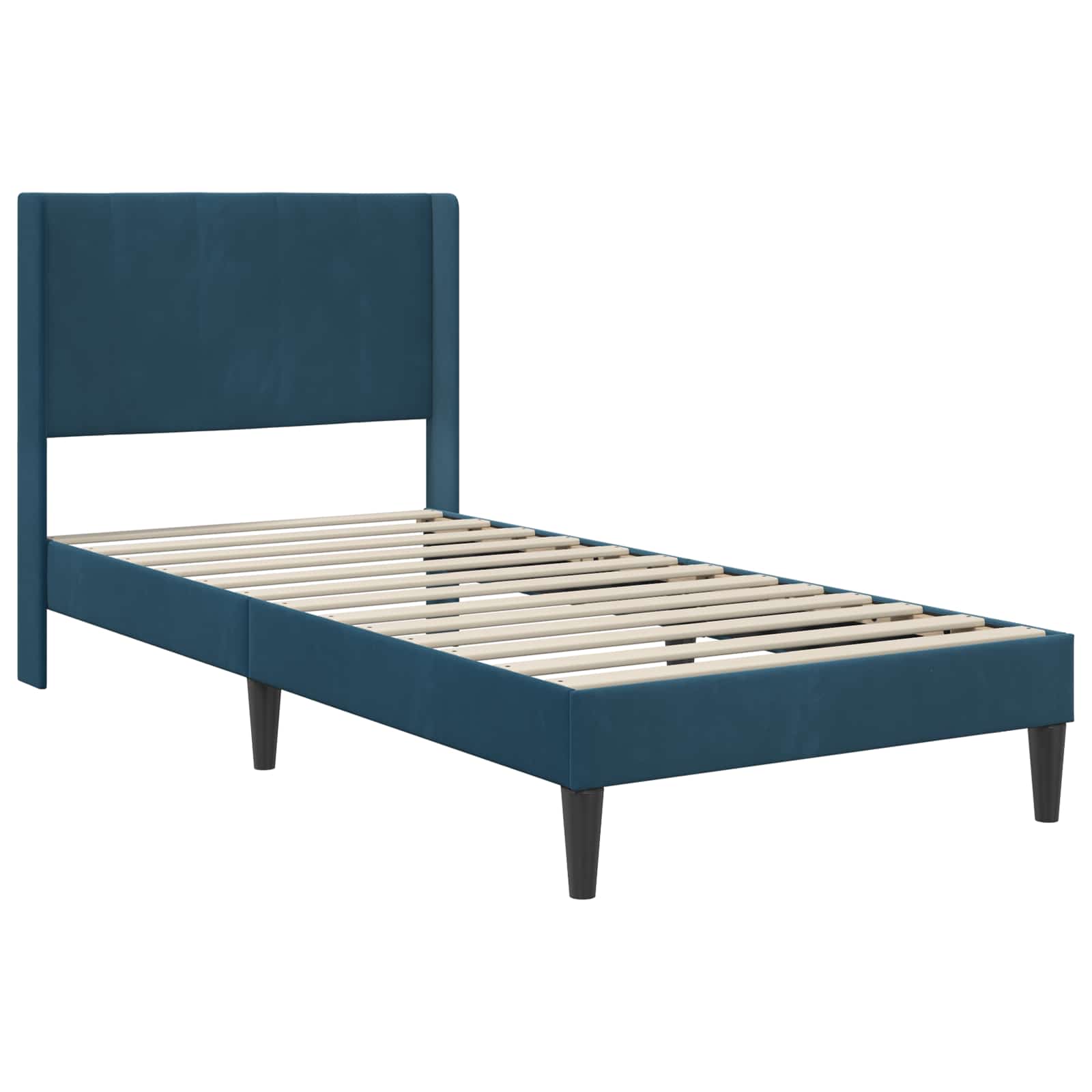Cadre de lit avec matelas avec tête de lit 2 pcs Bleu Velours - XIOS