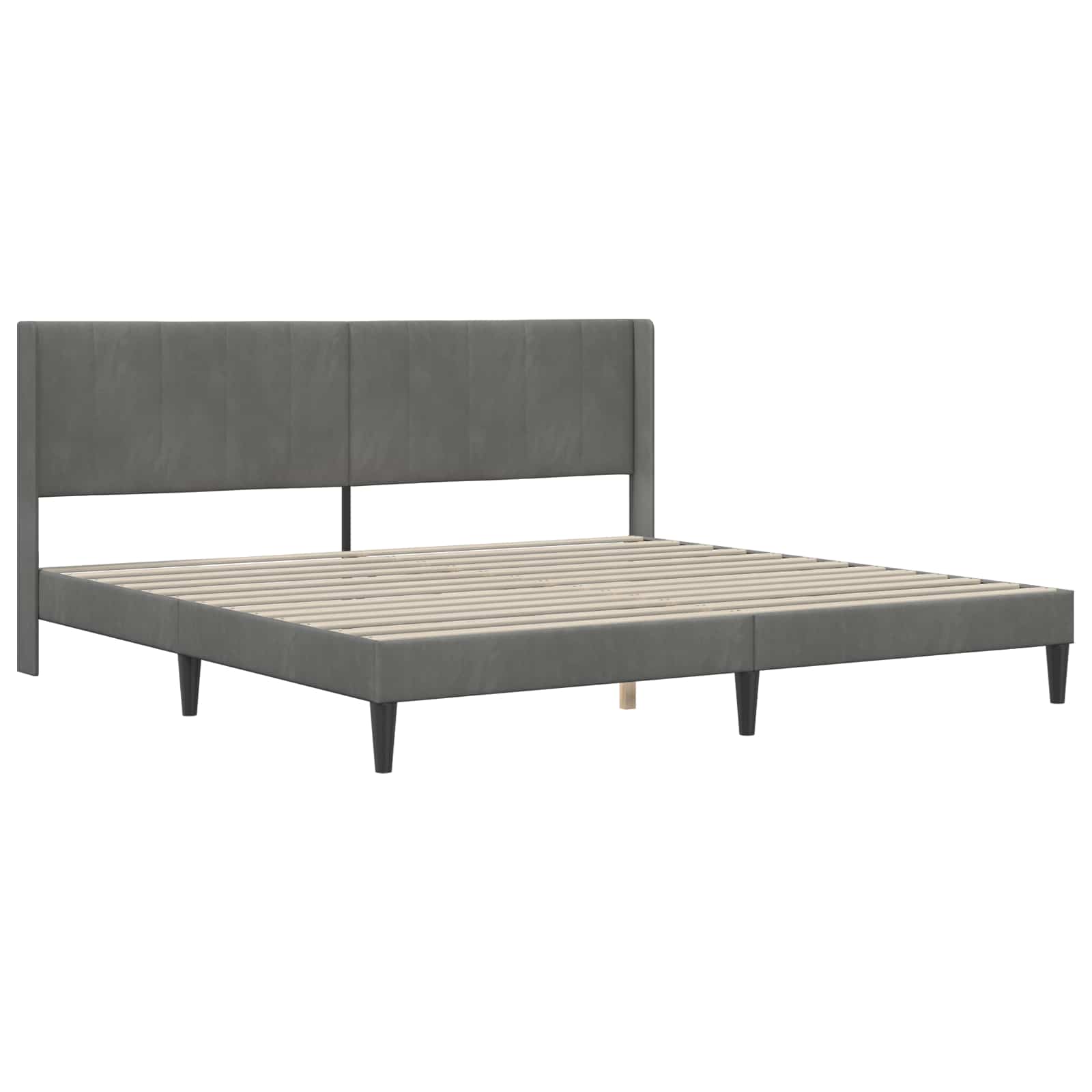 Cadre de lit avec matelas Gris foncé 200 x 200 cm Velours - XIOS