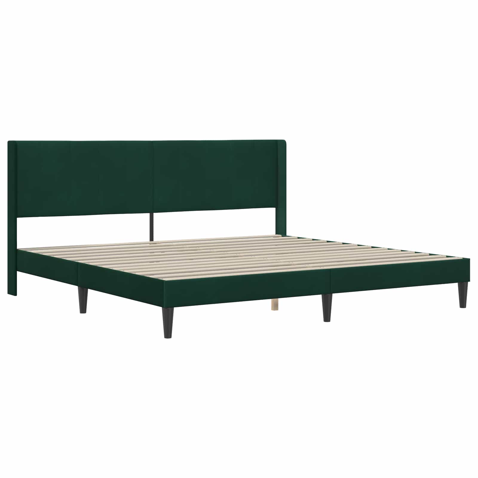 Cadre de lit avec matelas Vert foncé 200 x 200 cm Velours - XIOS