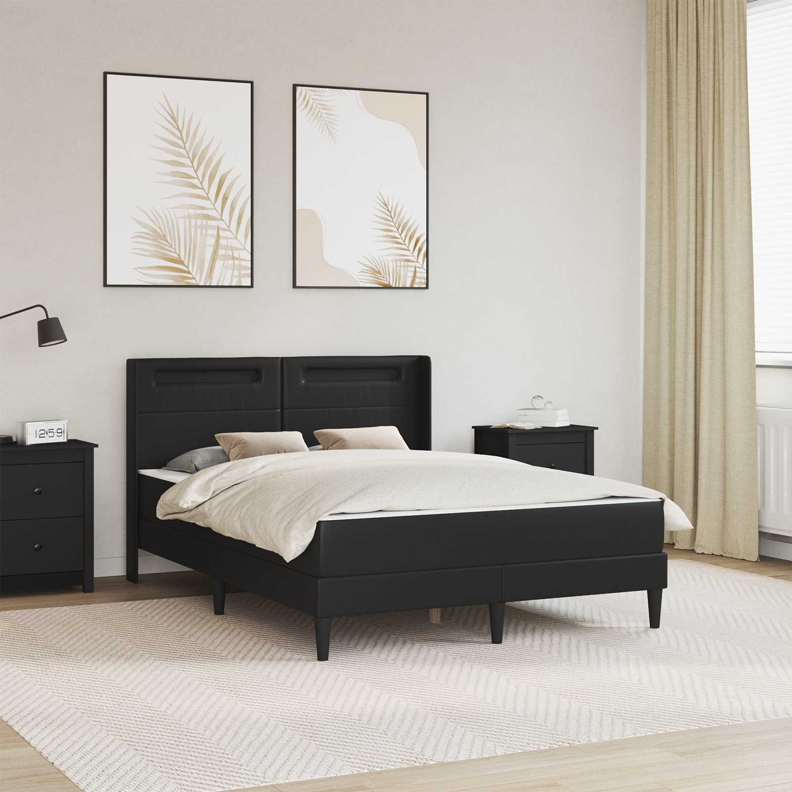 Cadre de lit avec matelas Noir 120 x 190 cm Simili cuir - XIOS