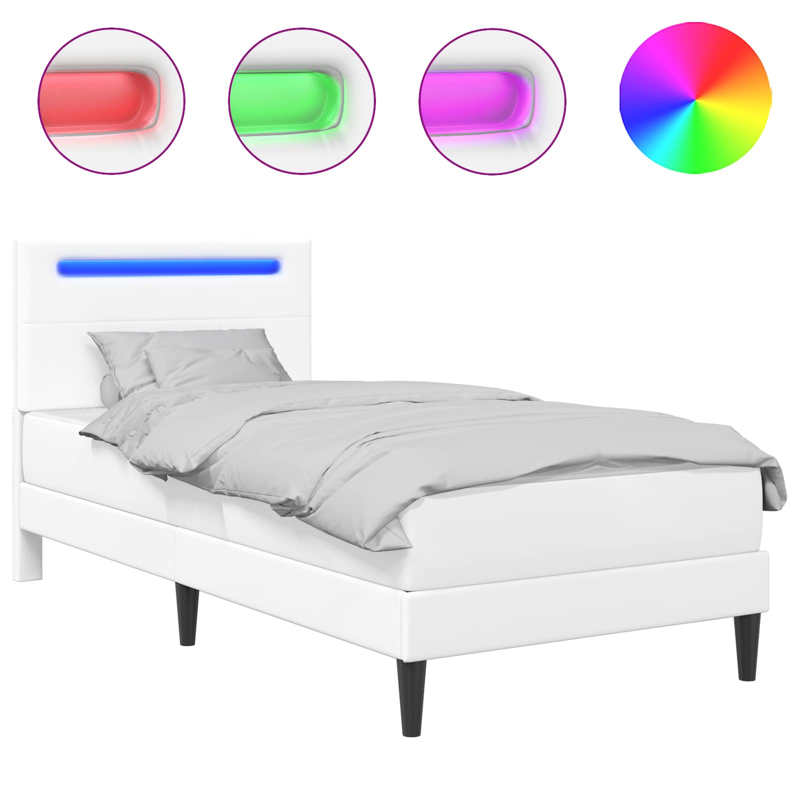 Cadre de lit avec bandes LED Blanc 80 x 200 cm Simili cuir - XIOS